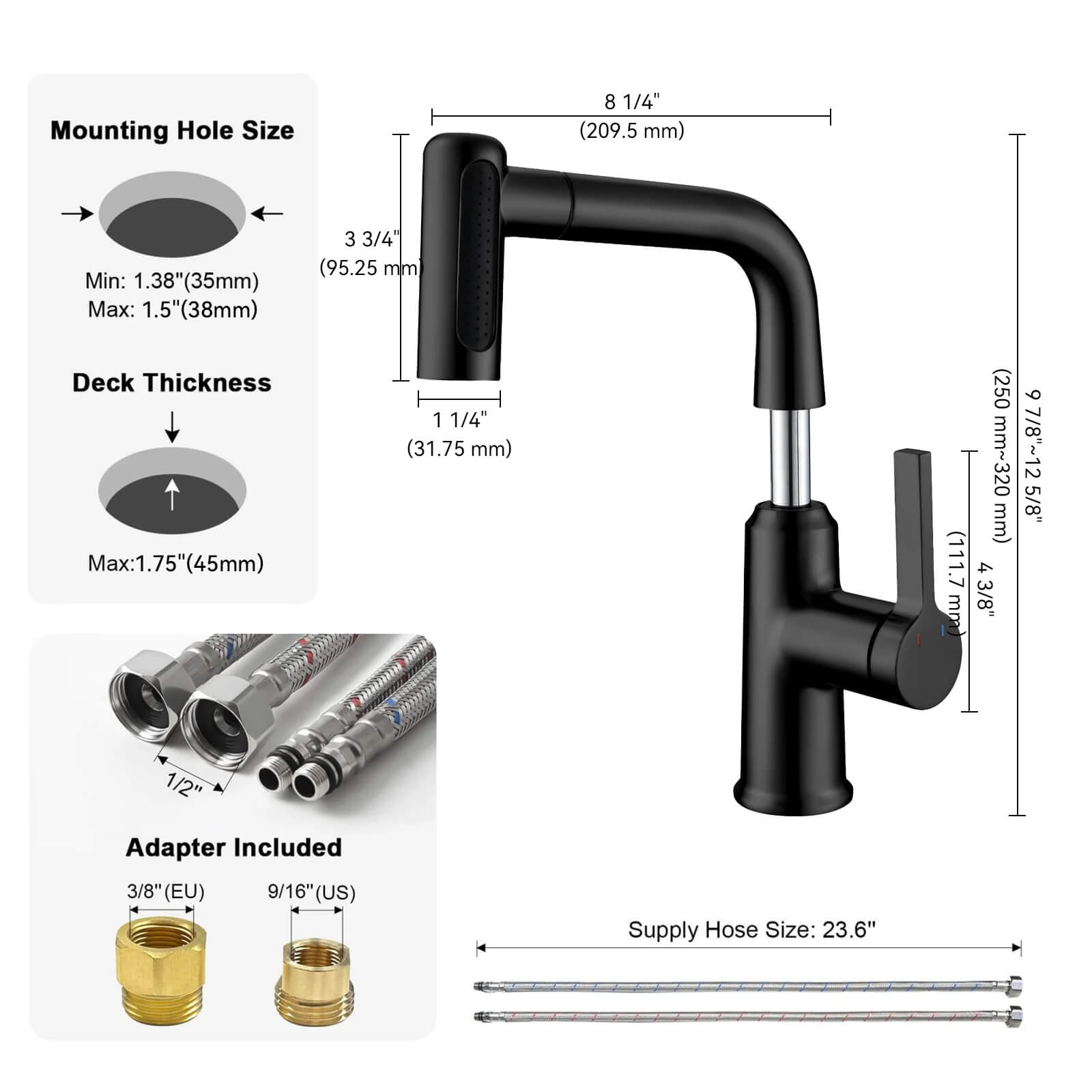 Lefton Single - Hole Waterfall & Pull - Out Liftable Bathroom Faucet - BF2209 - Bathroom Faucets - Lefton Home