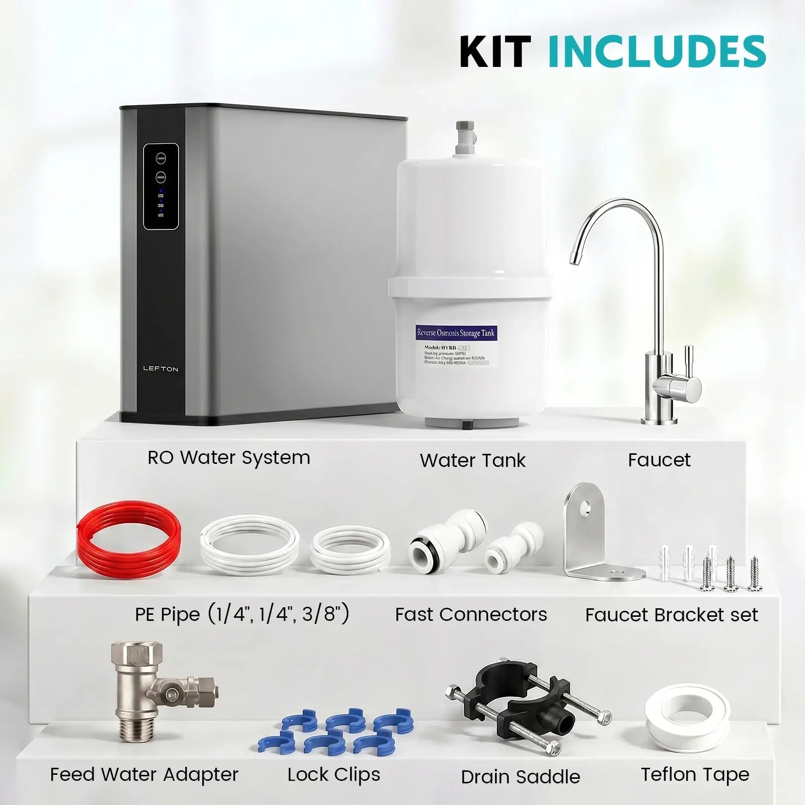 Lefton Smart 3 - Stage Undersink Reverse Osmosis Water Filtration System - WF02 - Water Filters - Lefton Home