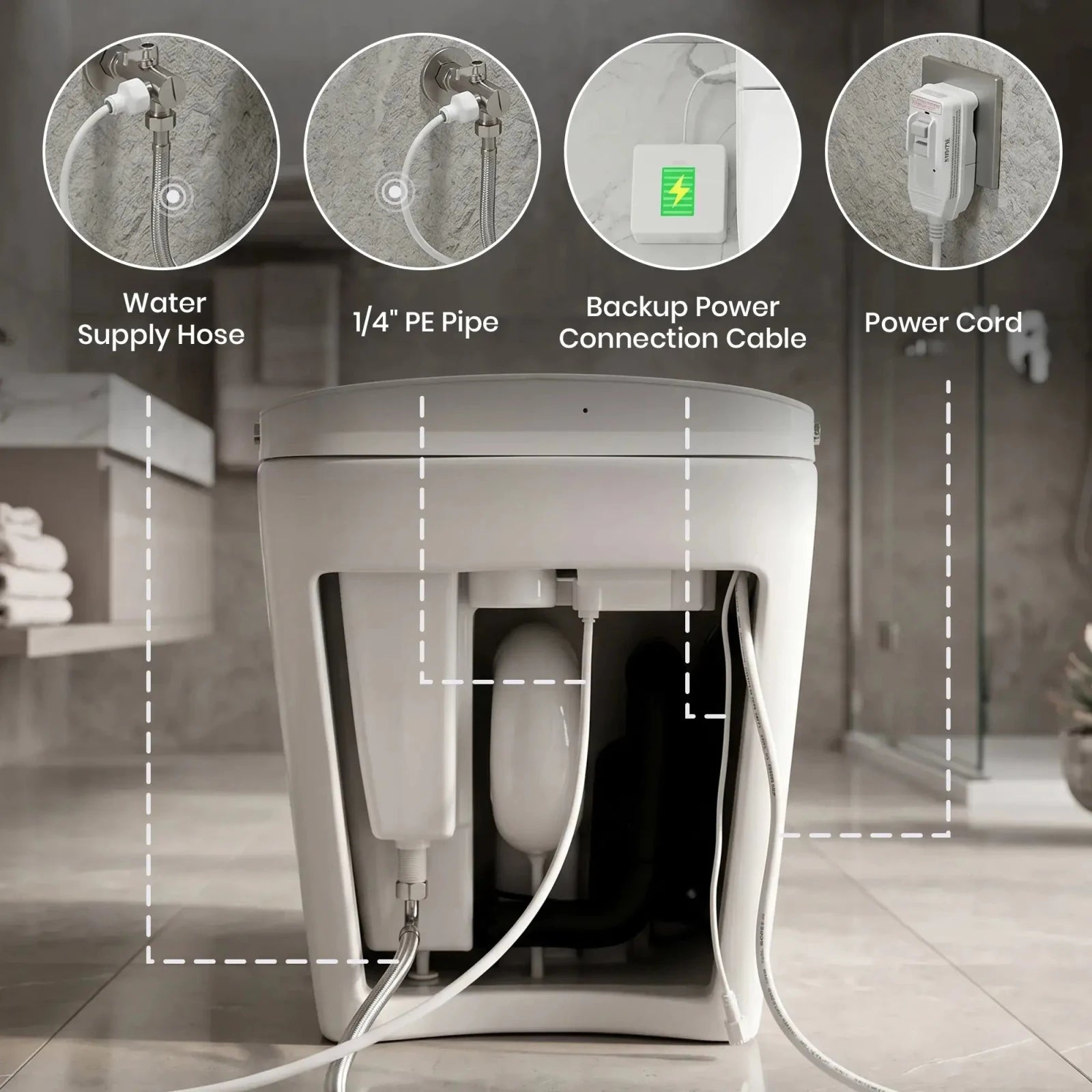 Lefton Smart Toilet with Bidet & Auto Flush Heated Seat and Warm Air Dryer-ST01 -Smart Toilet- Lefton Home