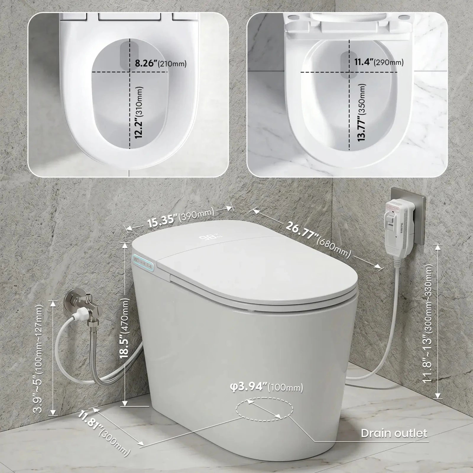 Lefton Smart Toilet with Bidet & Auto Flush Heated Seat and Warm Air Dryer-ST01 -Smart Toilet- Lefton Home