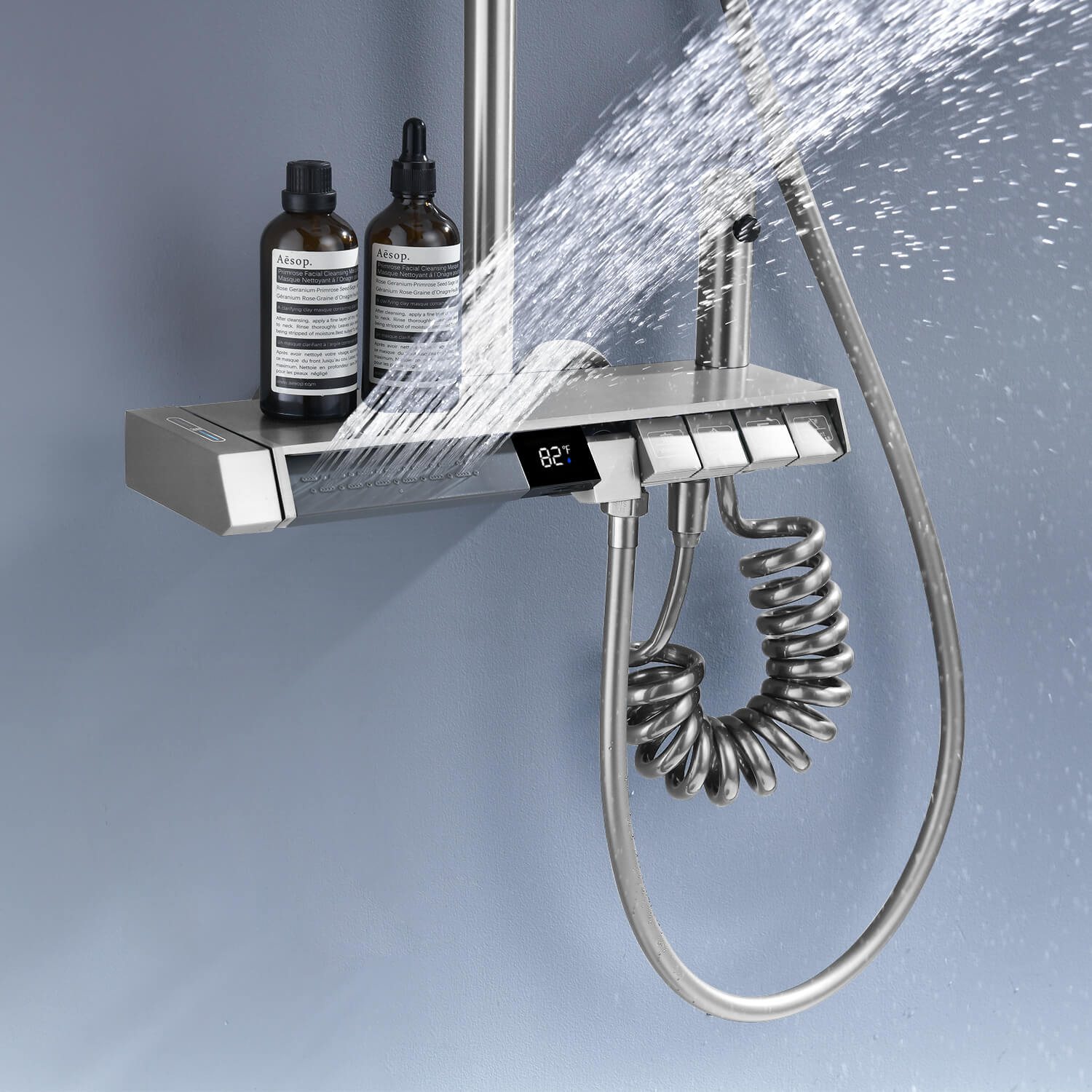 Lefton Thermostatic Shower System with 5 Water Modes and Temperature Display Screen - SST2206 - Shower Systems - Lefton Home