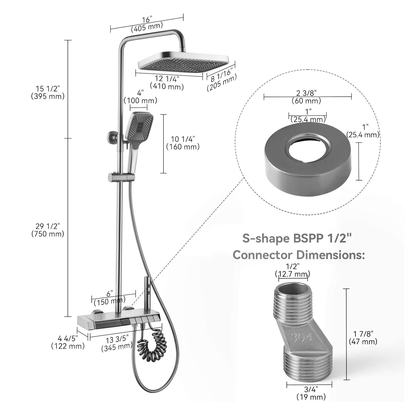 Lefton Thermostatic Shower System with 5 Water Modes and Temperature Display Screen - SST2206 - Shower Systems - Lefton Home