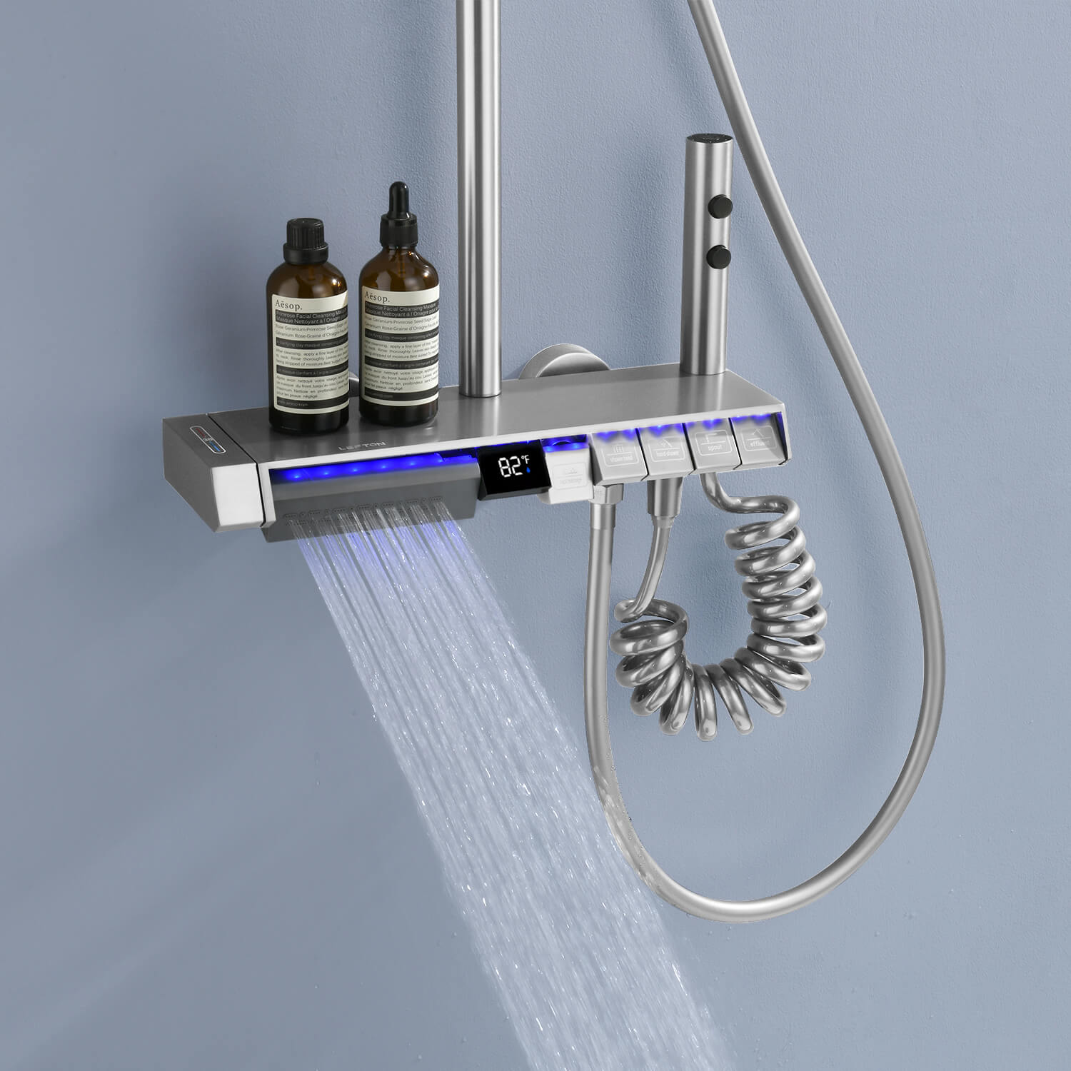 Lefton Thermostatic Shower System with 5 Water Modes and Temperature Display Screen - SST2206 - Shower Systems - Lefton Home