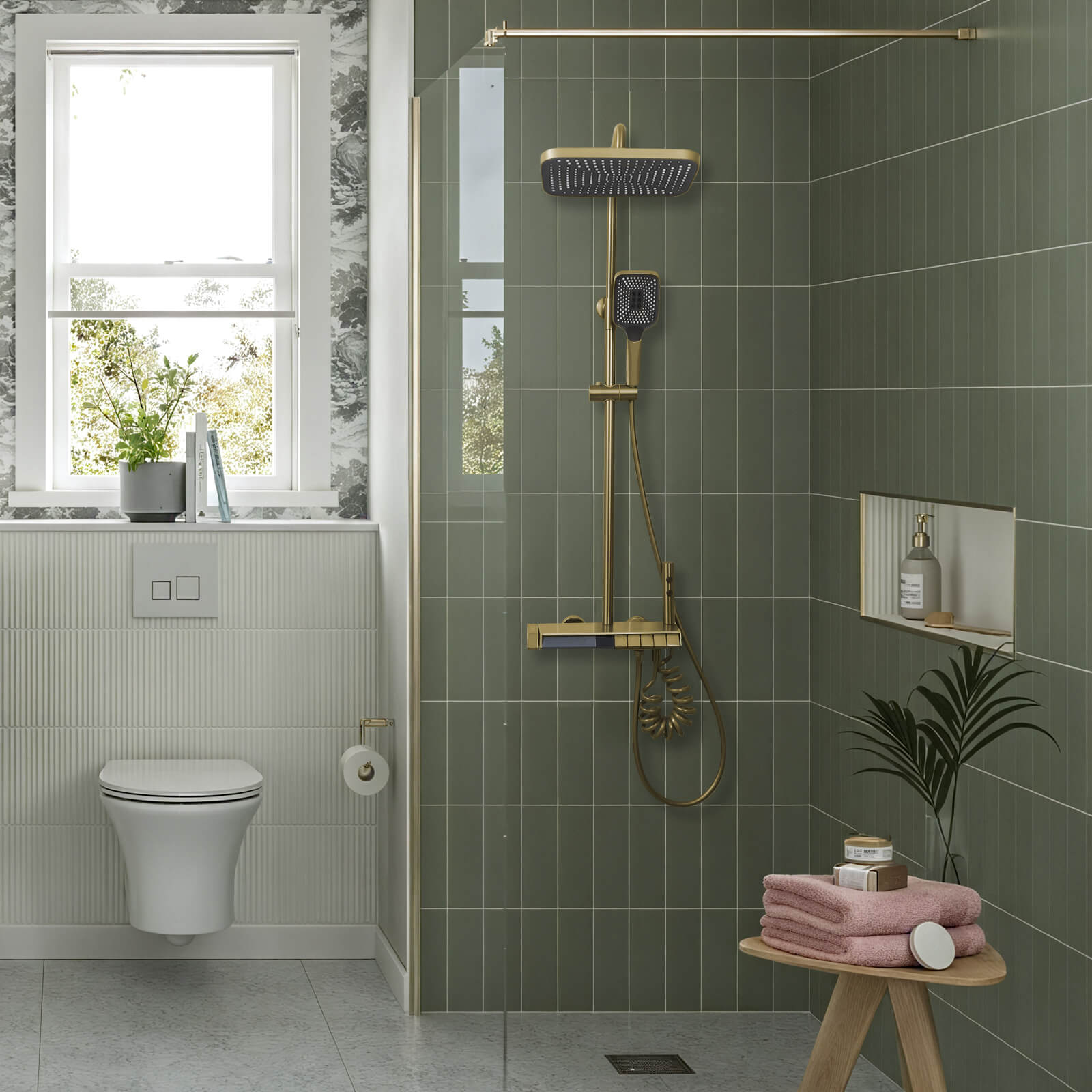 Lefton Thermostatic Shower System with 5 Water Modes and Temperature Display Screen - SST2206 - Shower Systems - Lefton Home