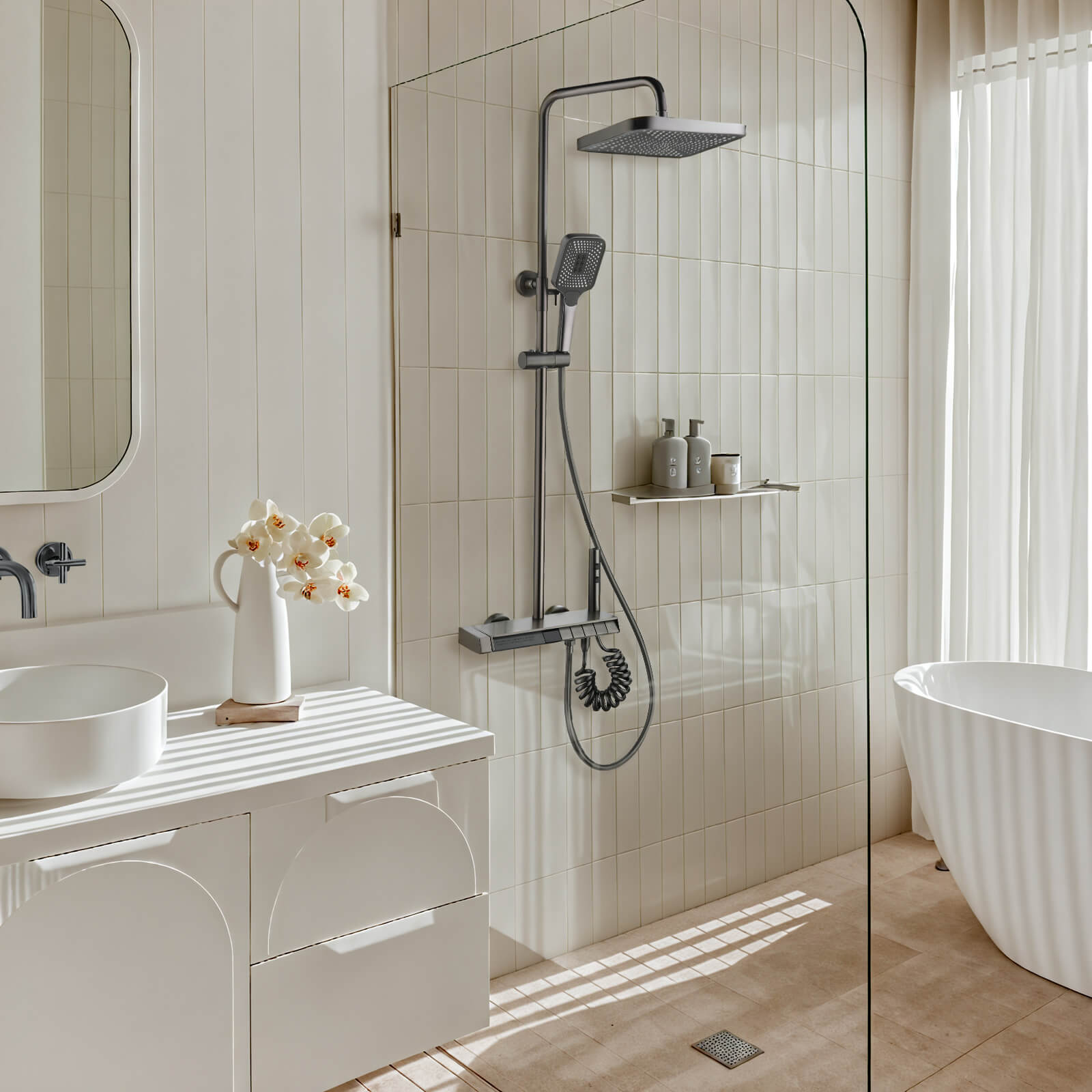 Lefton Thermostatic Shower System with 5 Water Modes and Temperature Display Screen - SST2206 - Shower Systems - Lefton Home