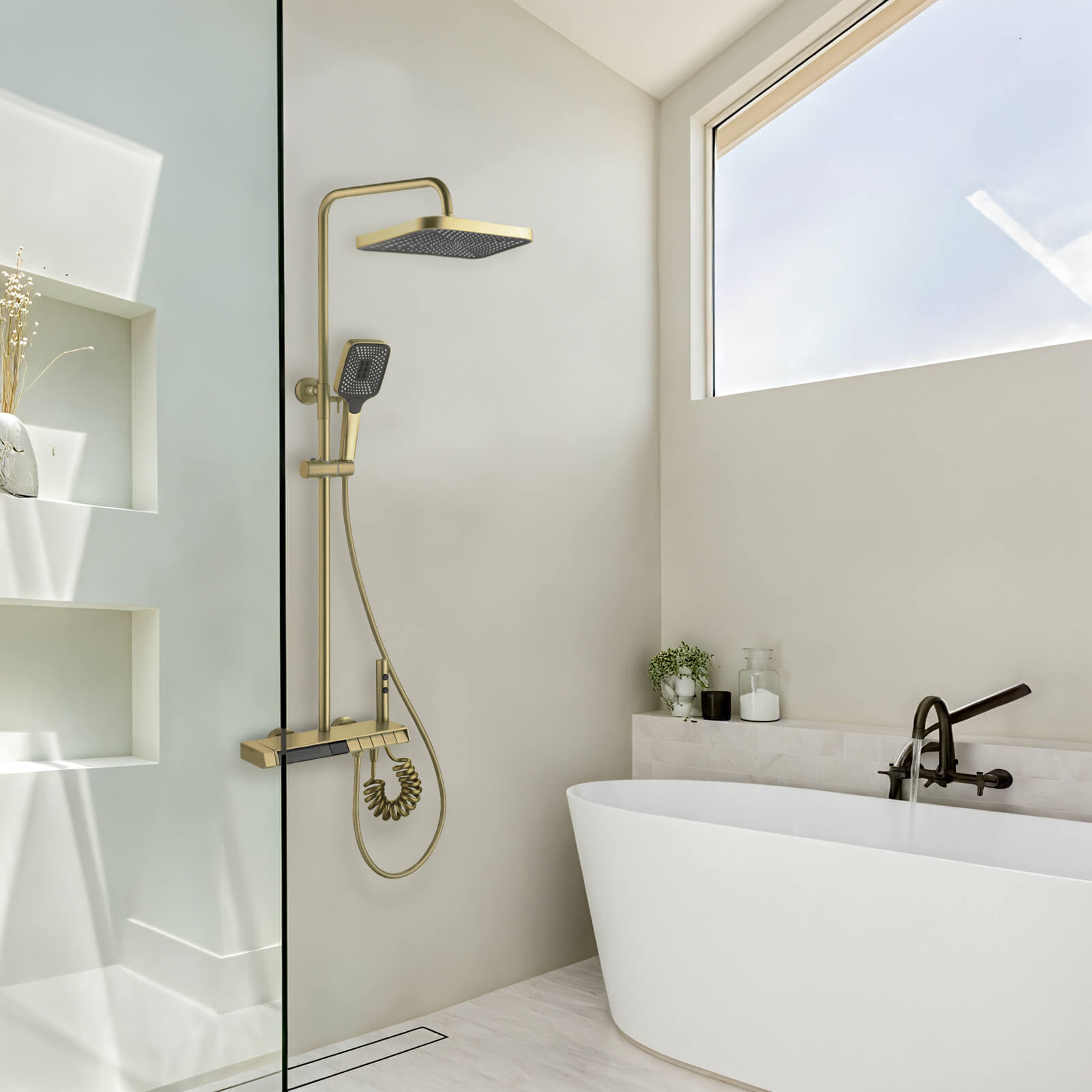 Lefton Thermostatic Shower System with 5 Water Modes and Temperature Display Screen - SST2206 - Shower Systems - Lefton Home