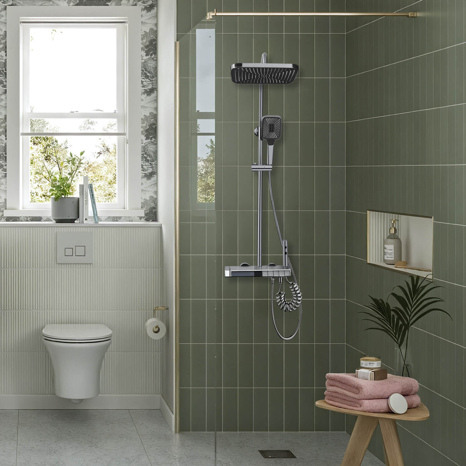 Lefton Thermostatic Shower System with 5 Water Modes and Temperature Display Screen - SST2206 - Shower Systems - Lefton Home