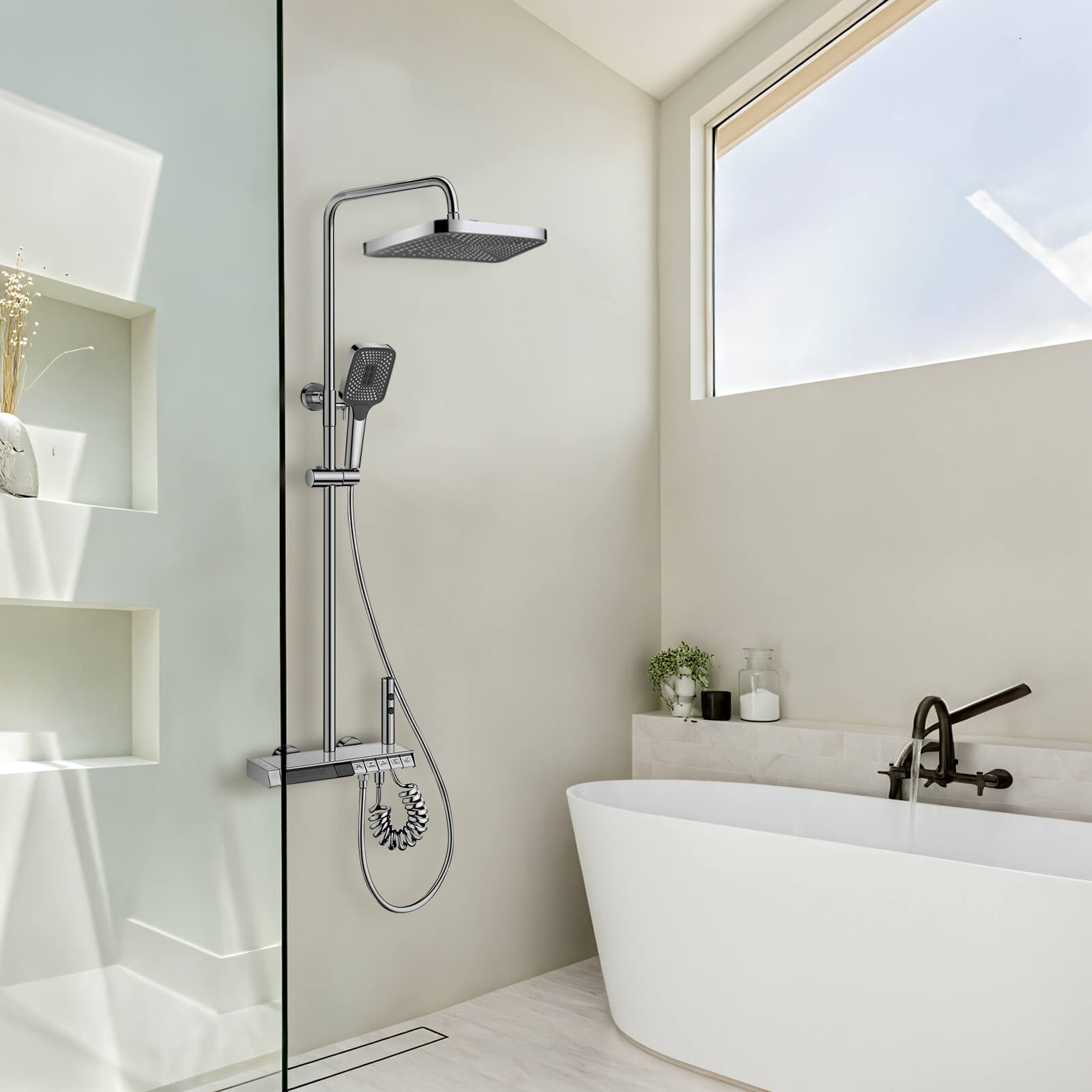 Lefton Thermostatic Shower System with 5 Water Modes and Temperature Display Screen - SST2206 - Shower Systems - Lefton Home