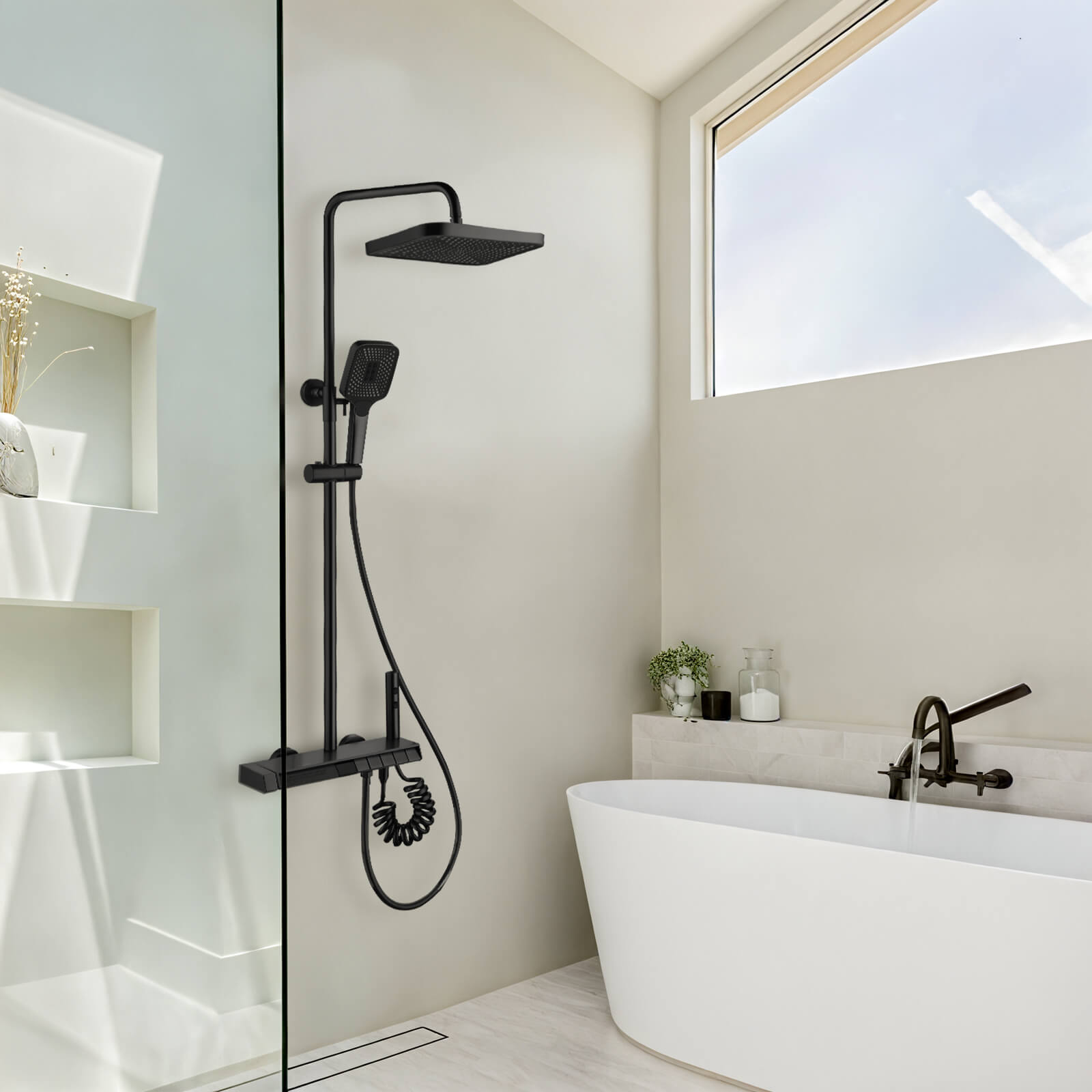 Lefton Thermostatic Shower System with 5 Water Modes and Temperature Display Screen - SST2206 - Shower Systems - Lefton Home