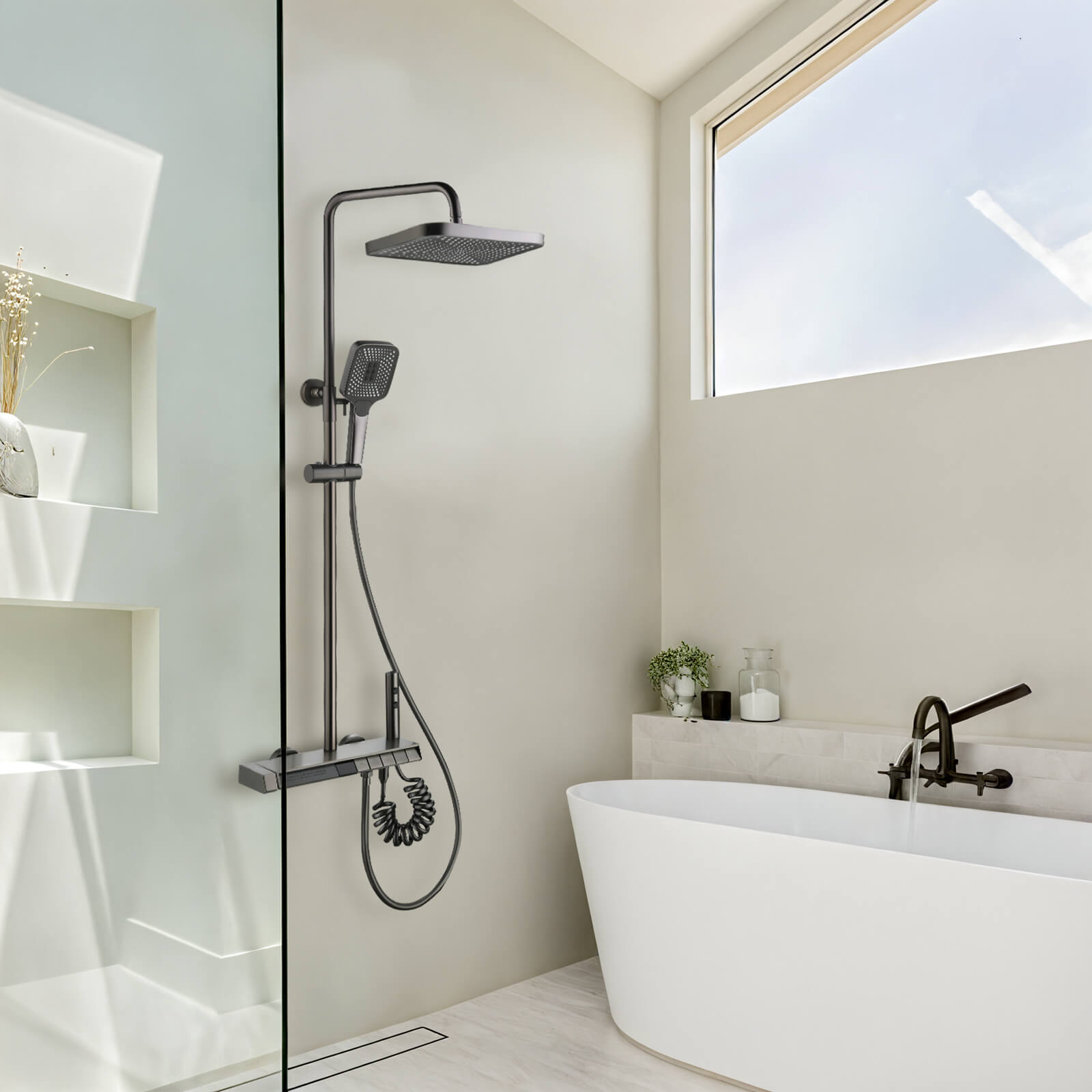 Lefton Thermostatic Shower System with 5 Water Modes and Temperature Display Screen - SST2206 - Shower Systems - Lefton Home