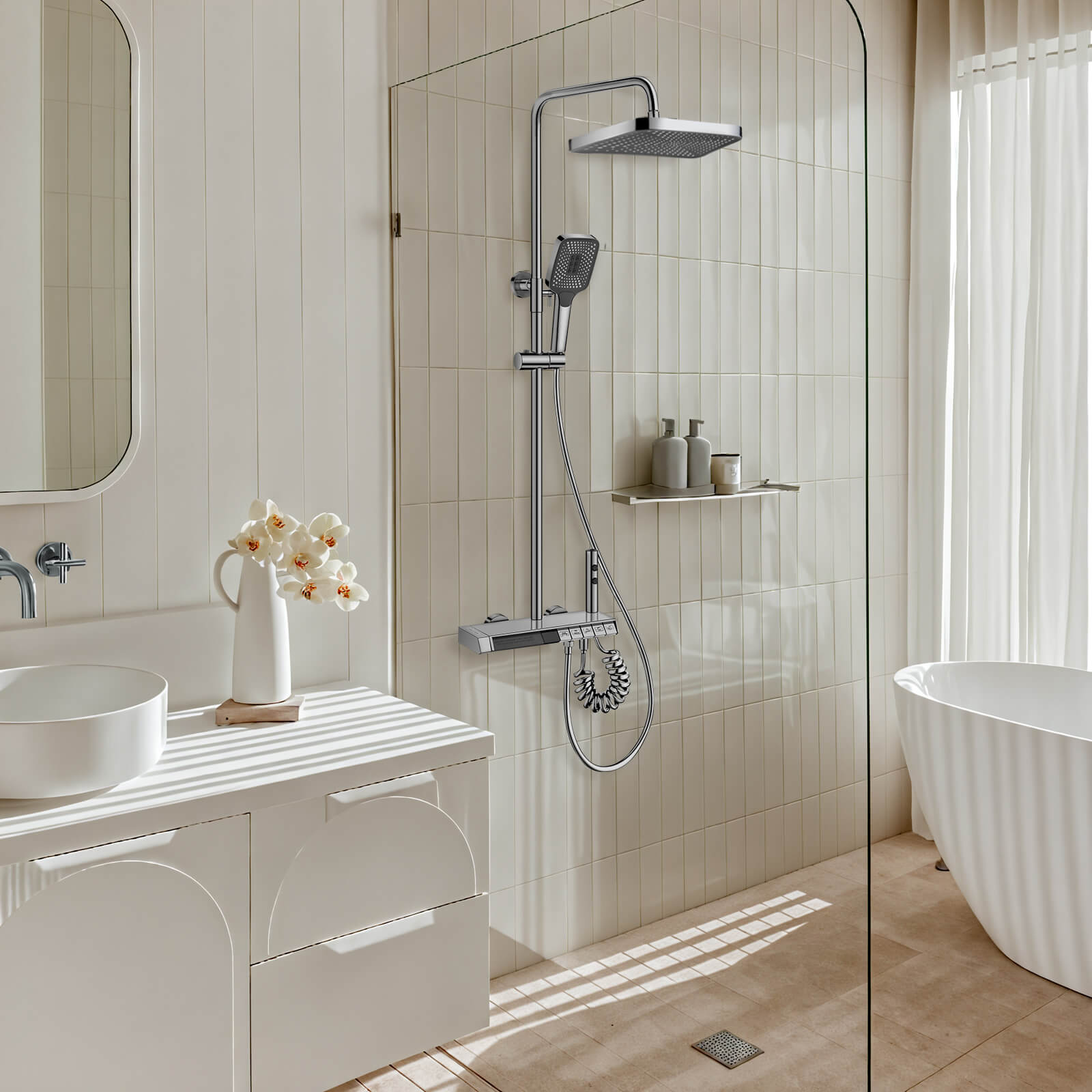 Lefton Thermostatic Shower System with 5 Water Modes and Temperature Display Screen - SST2206 - Shower Systems - Lefton Home
