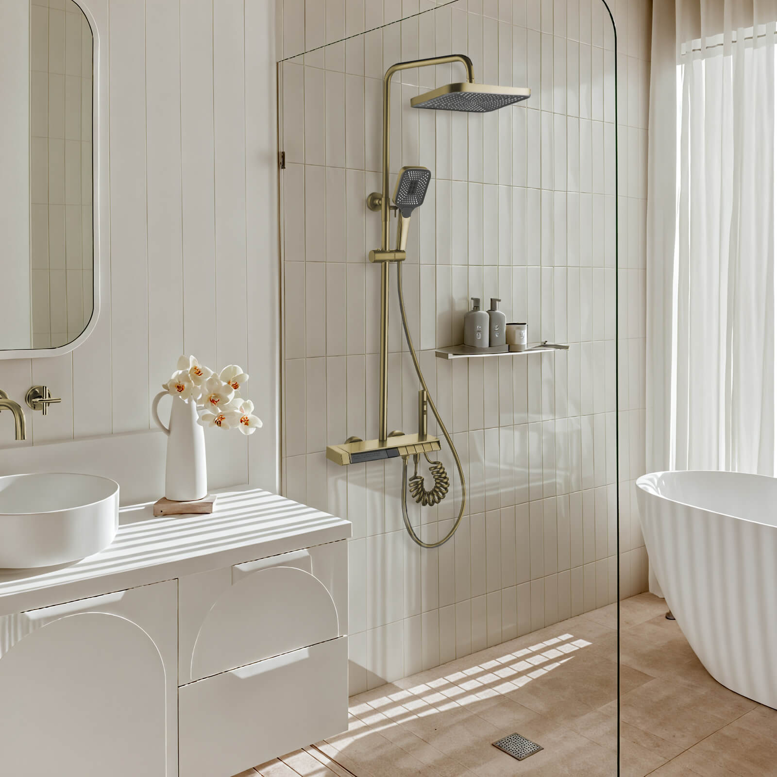 Lefton Thermostatic Shower System with 5 Water Modes and Temperature Display Screen - SST2206 - Shower Systems - Lefton Home