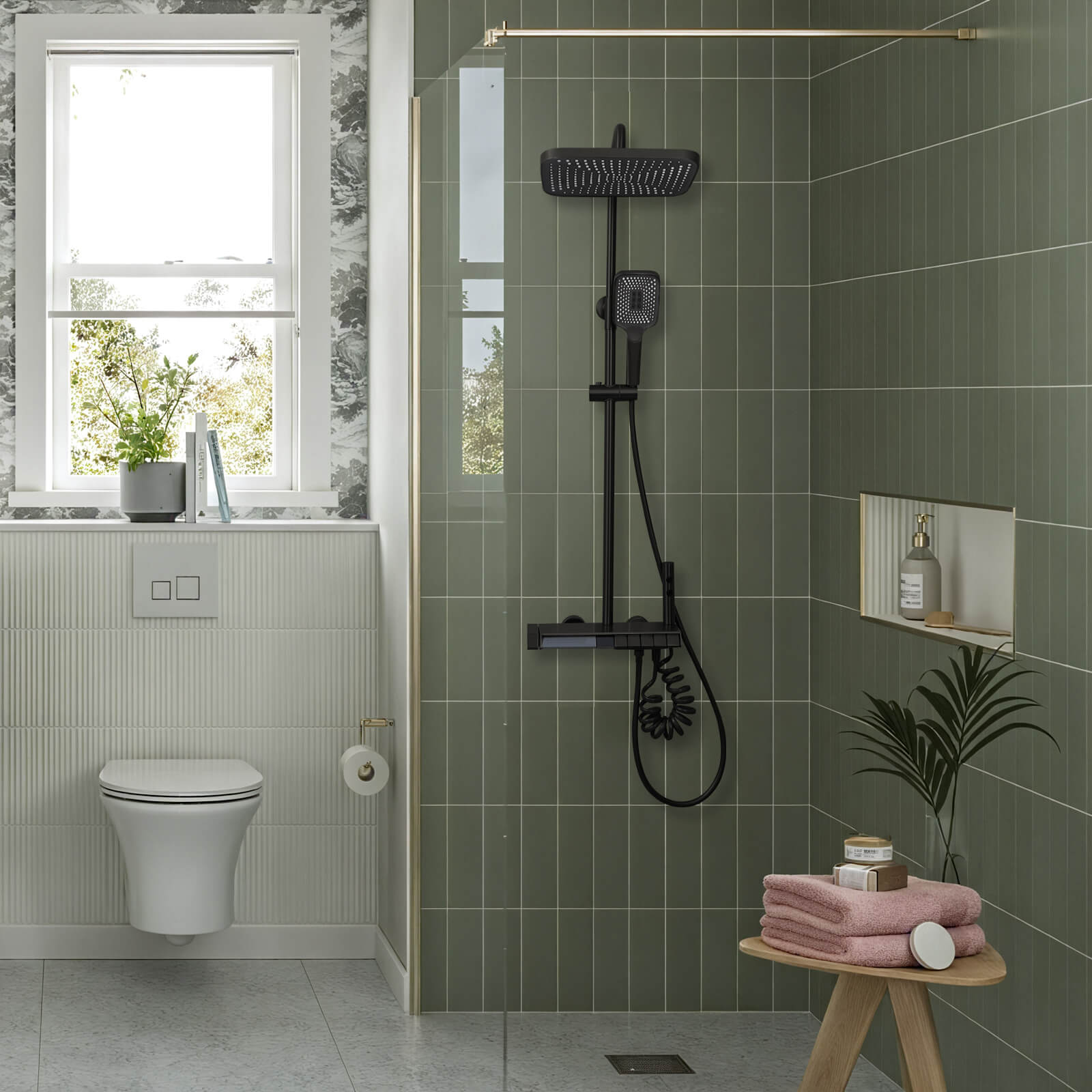 Lefton Thermostatic Shower System with 5 Water Modes and Temperature Display Screen - SST2206 - Shower Systems - Lefton Home