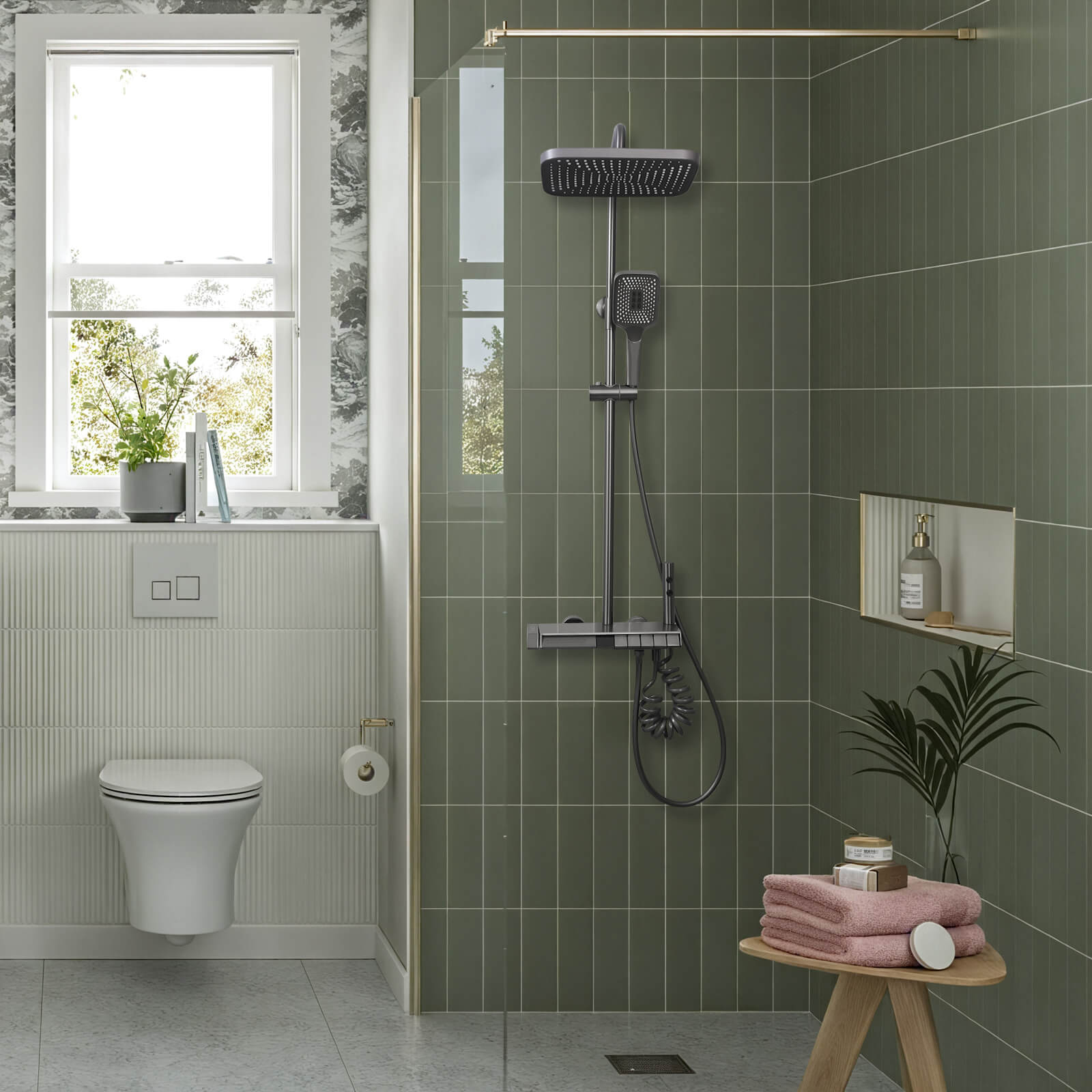 Lefton Thermostatic Shower System with 5 Water Modes and Temperature Display Screen - SST2206 - Shower Systems - Lefton Home
