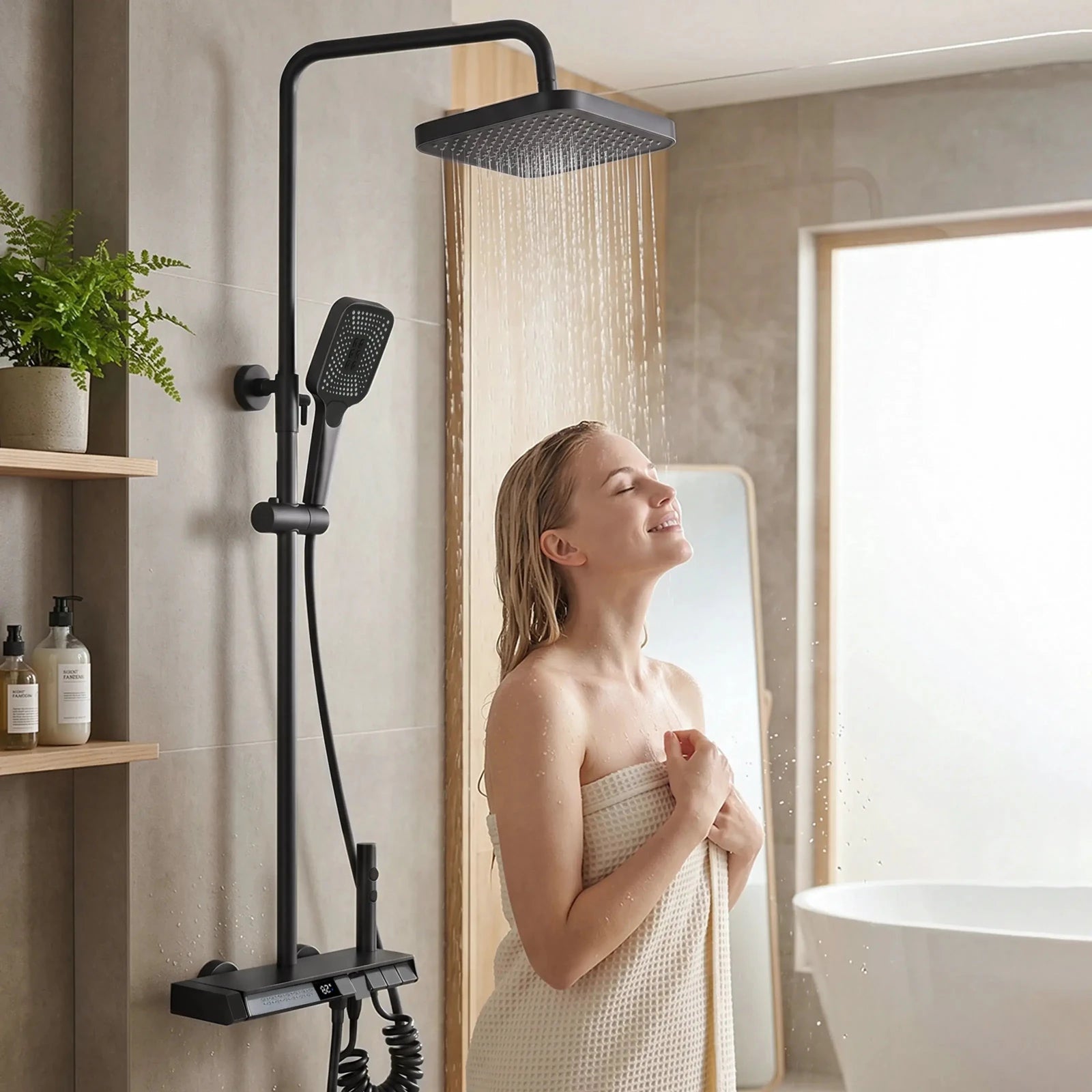 Lefton Thermostatic Shower System with 5 Water Modes and Temperature Display-SST2206 -Shower Systems- Lefton Home