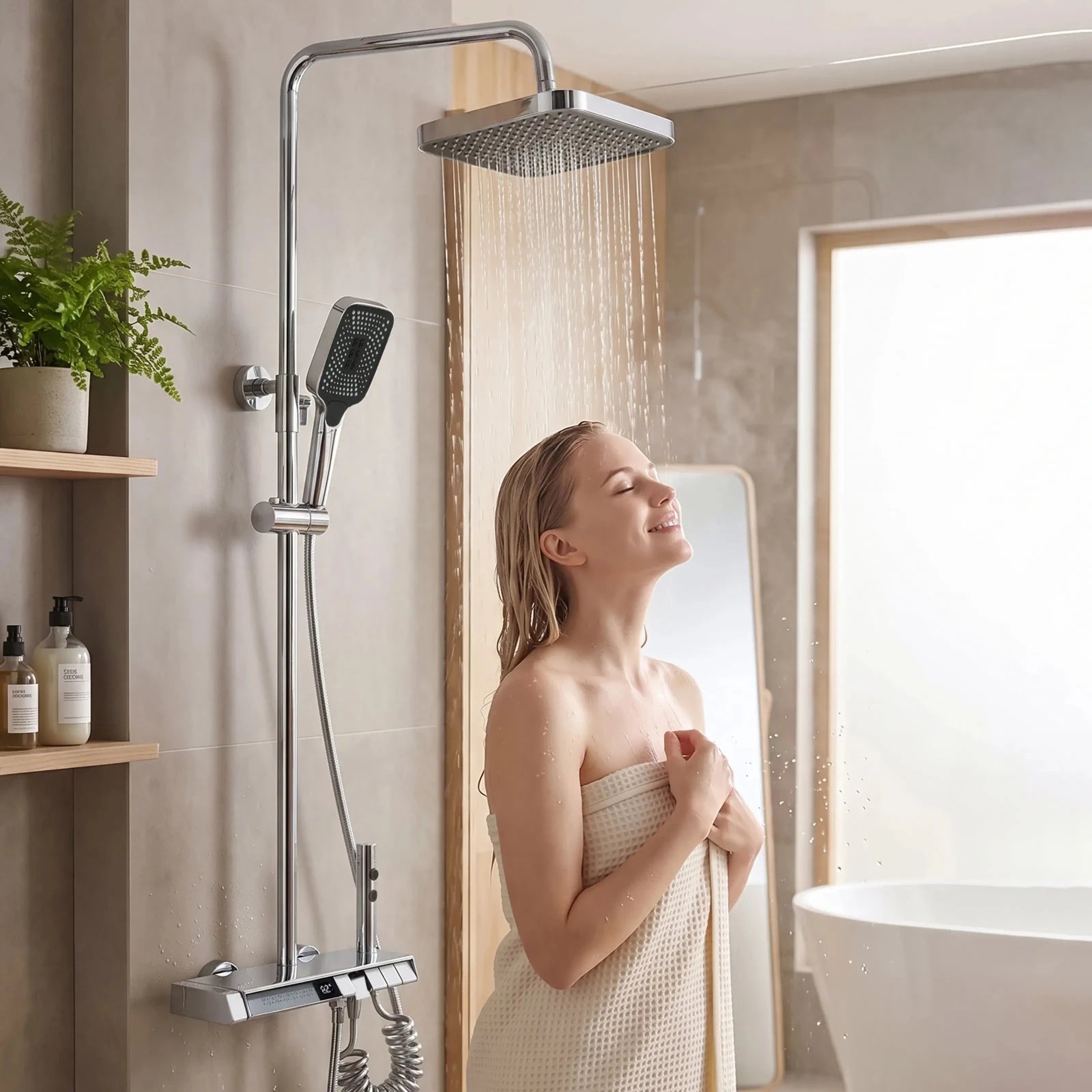 Lefton Thermostatic Shower System with 5 Water Modes and Temperature Display-SST2206 -Shower Systems- Lefton Home