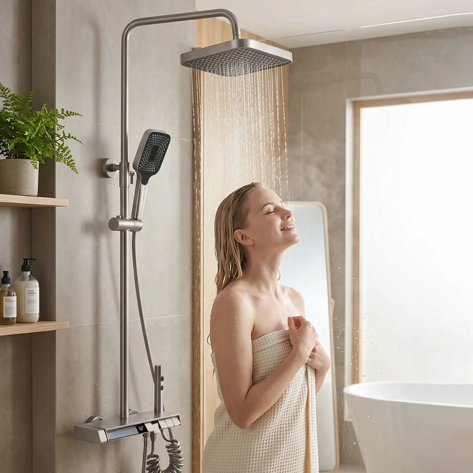 Lefton Thermostatic Shower System with 5 Water Modes and Temperature Display-SST2206 -Shower Systems- Lefton Home