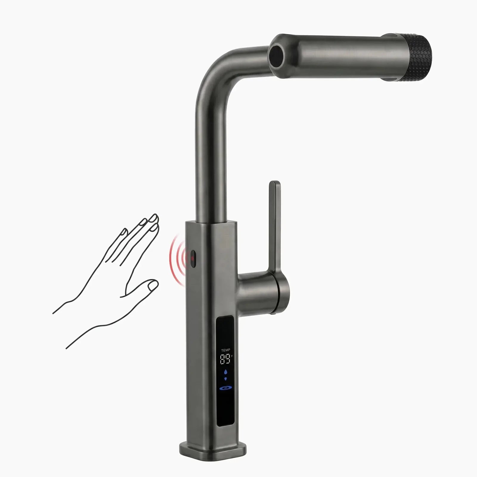Lefton Touchless Pull-Out Kitchen Faucet with TEMP Display & 6 Water Modes-KF2209-PRO -Kitchen Faucets- Lefton Home