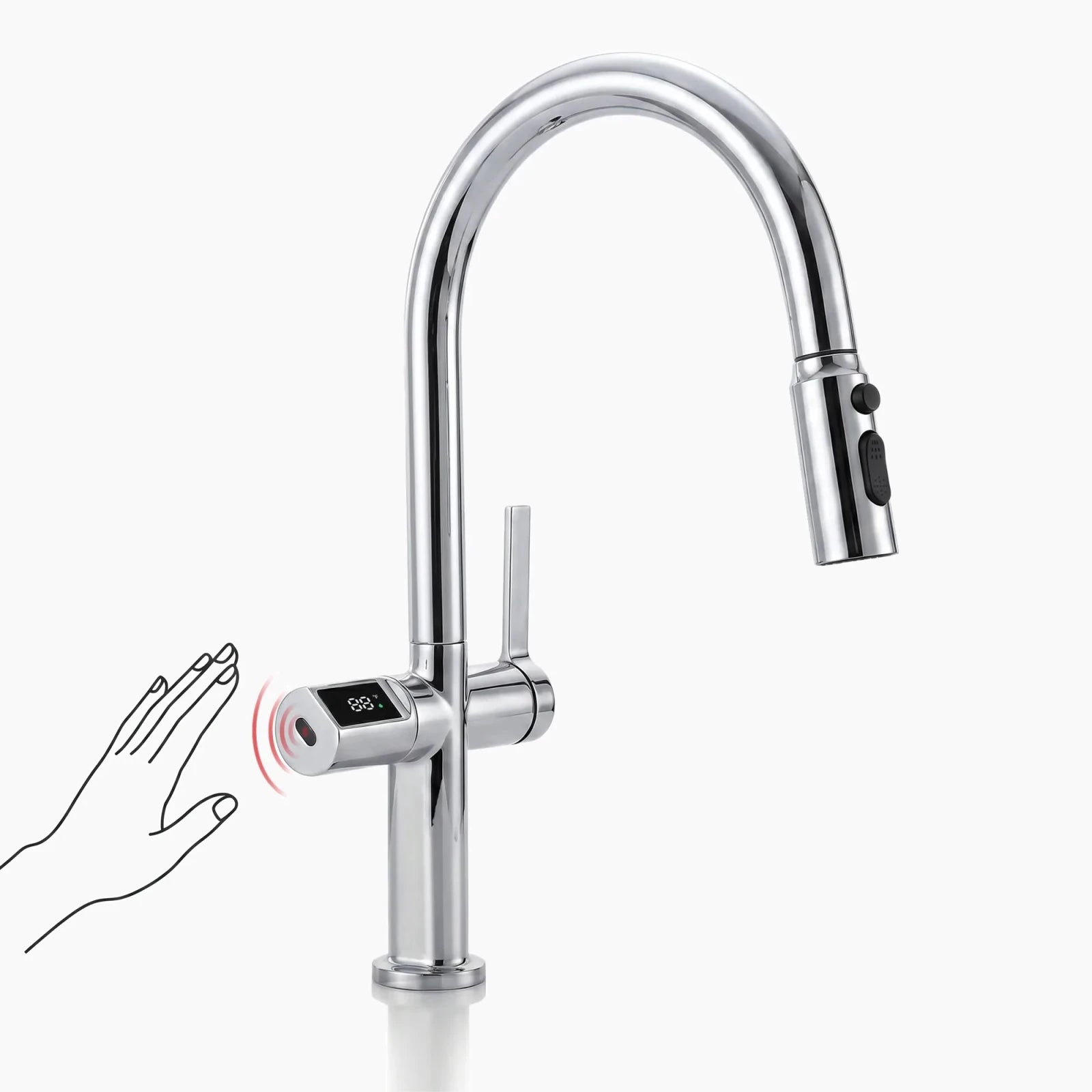 Lefton Touchless Sensor Kitchen Faucet with Temperature Display-KF2206 -Kitchen Faucets- Lefton Home