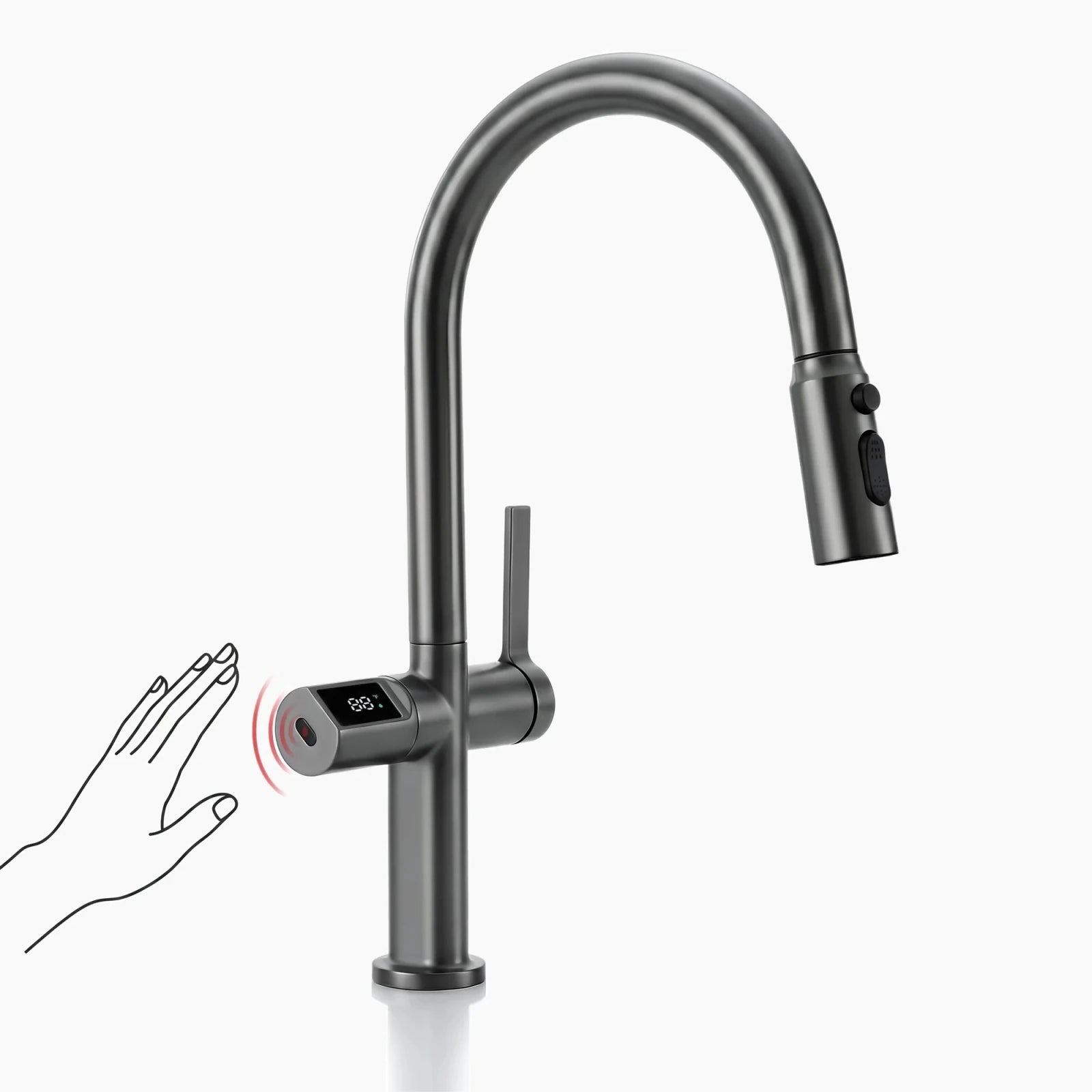 Lefton Touchless Sensor Kitchen Faucet with Temperature Display-KF2206 -Kitchen Faucets- Lefton Home