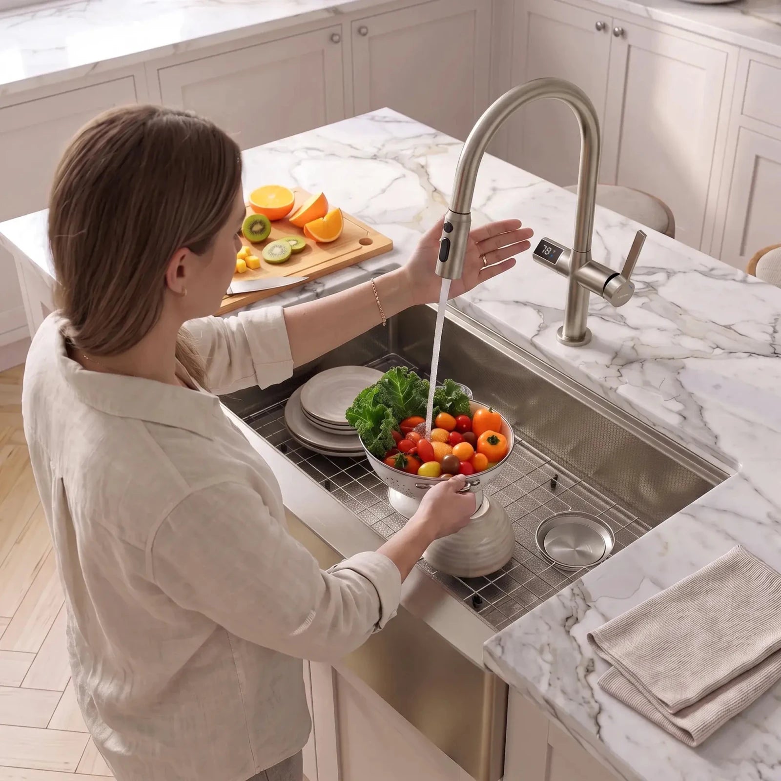 Lefton Touchless Sensor Kitchen Faucet with Temperature Display-KF2206 -Kitchen Faucets- Lefton Home
