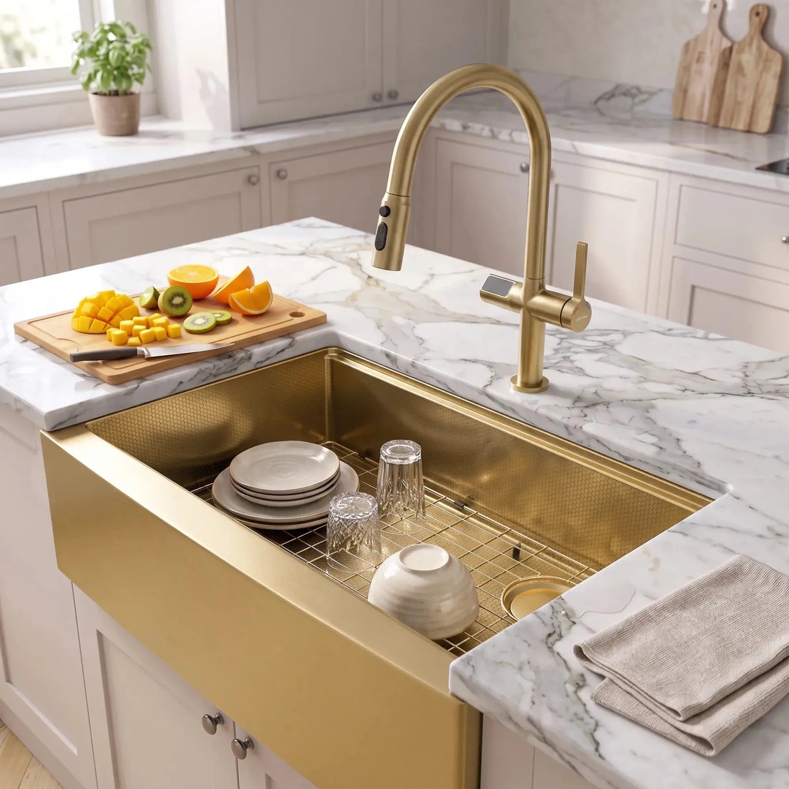 Lefton Touchless Sensor Kitchen Faucet with Temperature Display-KF2206 -Kitchen Faucets- Lefton Home
