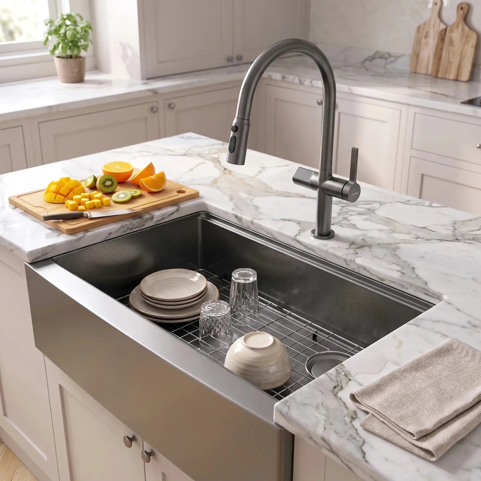 Lefton Touchless Sensor Kitchen Faucet with Temperature Display-KF2206 -Kitchen Faucets- Lefton Home