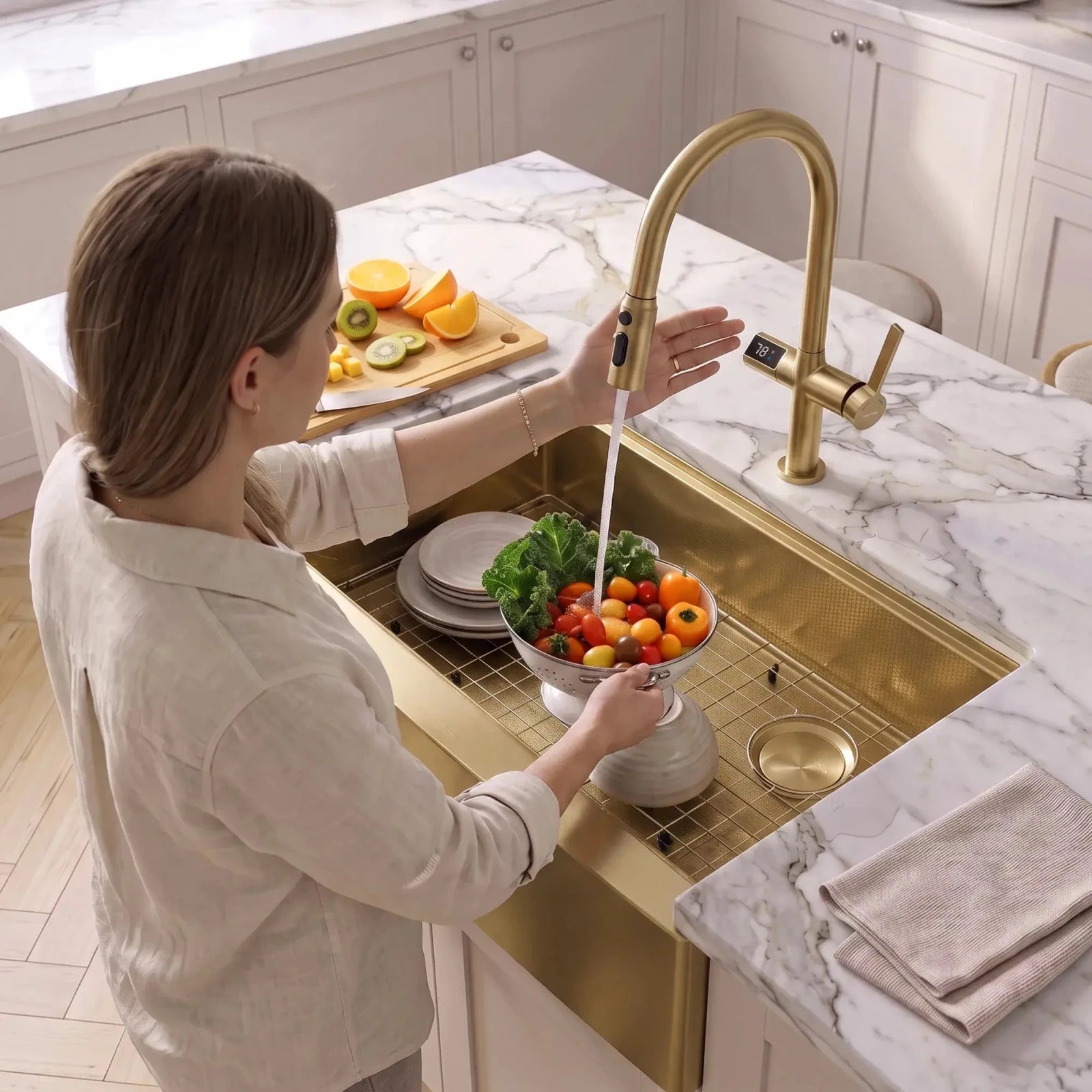 Lefton Touchless Sensor Kitchen Faucet with Temperature Display-KF2206 -Kitchen Faucets- Lefton Home