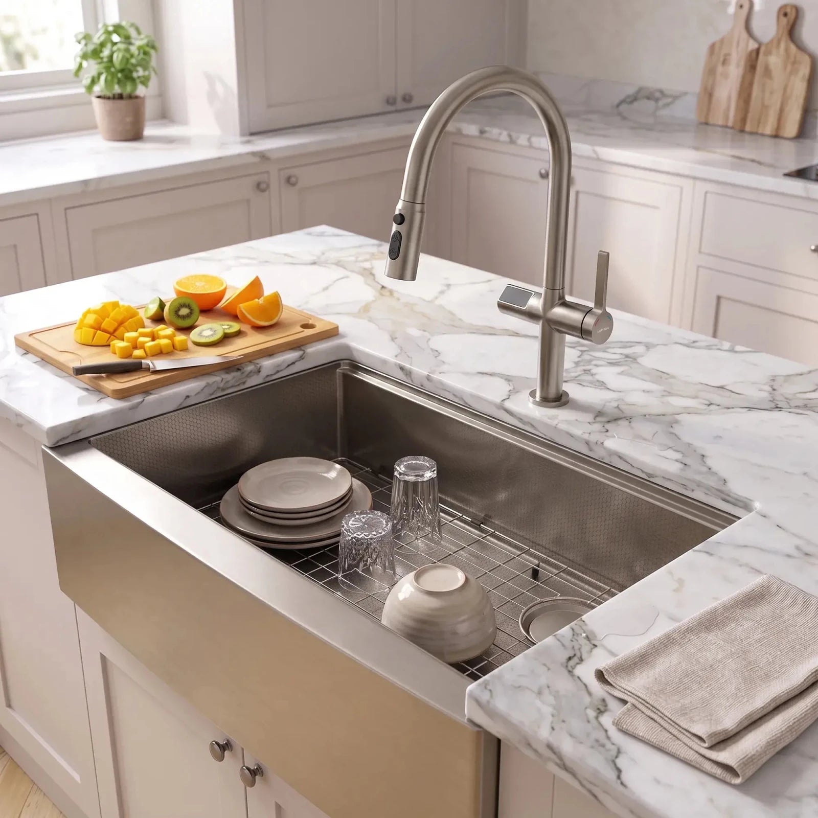 Lefton Touchless Sensor Kitchen Faucet with Temperature Display-KF2206 -Kitchen Faucets- Lefton Home