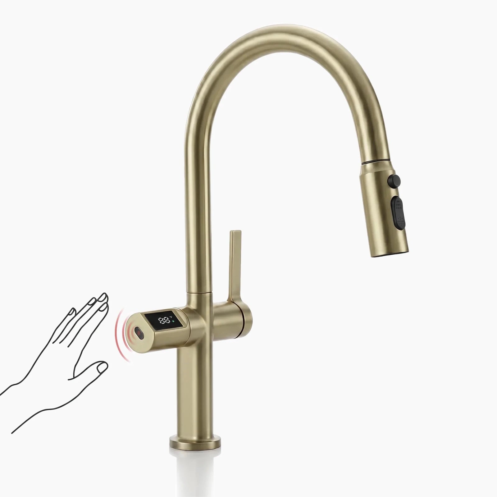 Lefton Touchless Sensor Kitchen Faucet with Temperature Display-KF2206 -Kitchen Faucets- Lefton Home