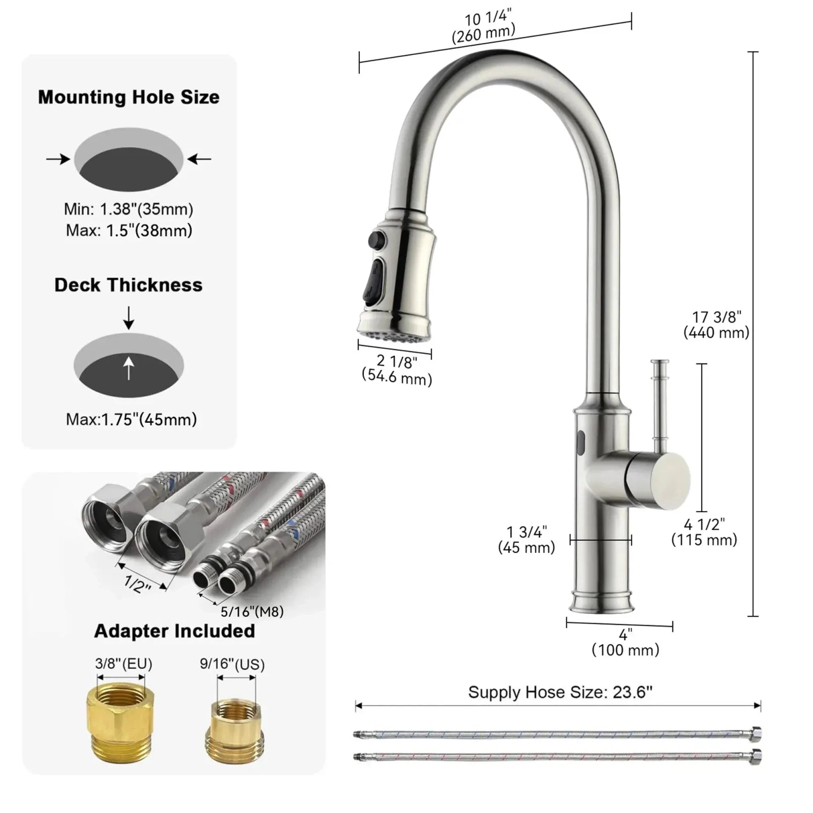 Lefton Touchless Sensor & Pull-Down Kitchen Faucet - KF2210 -Kitchen Faucets- Lefton Home