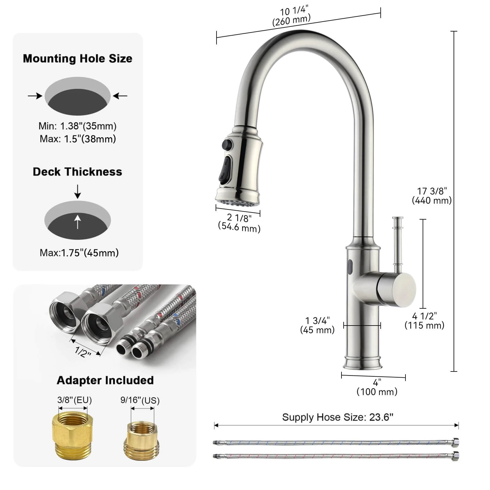 Lefton Touchless Sensor & Pull - Down Kitchen Faucet - KF2210 - Kitchen Faucets - Lefton Home