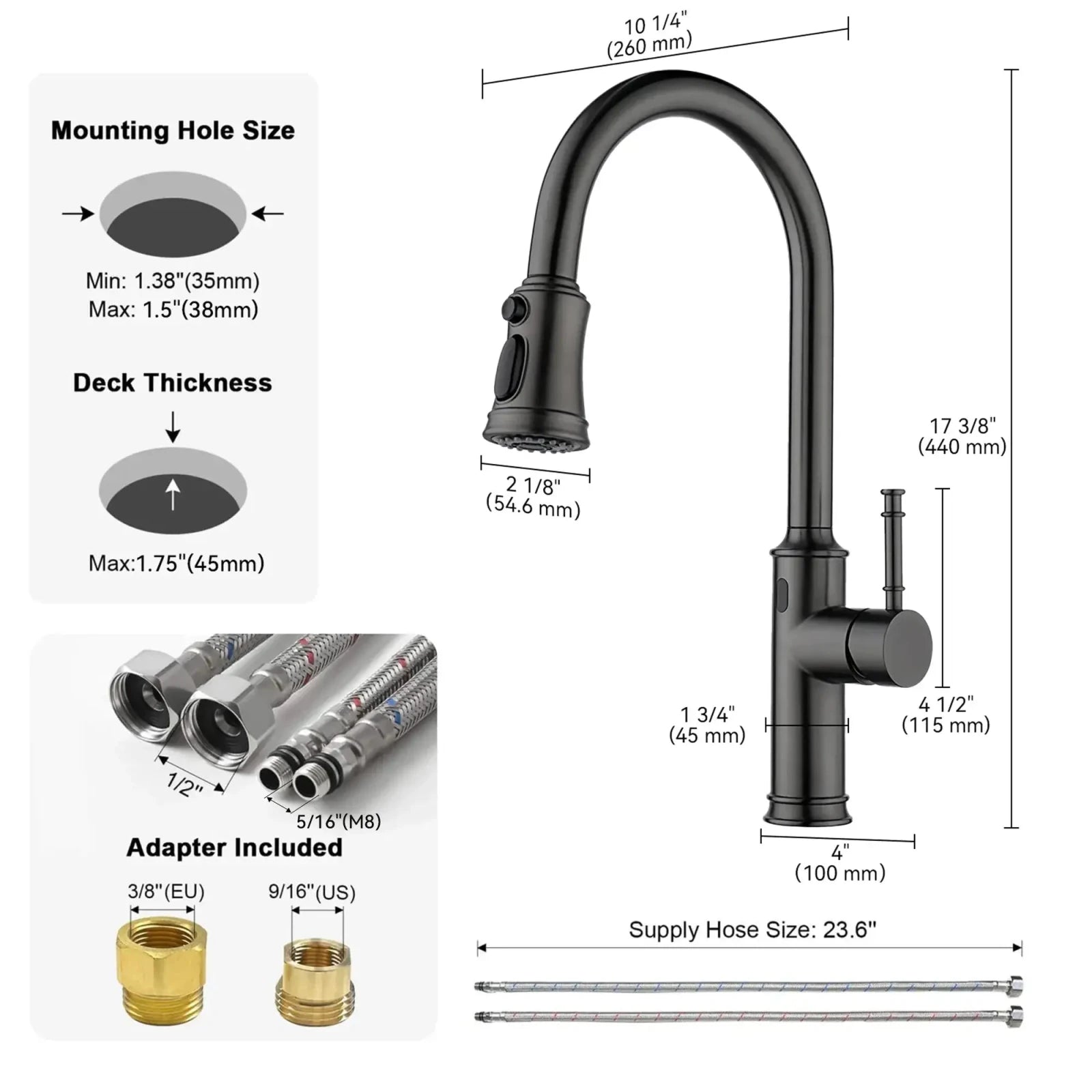 Lefton Touchless Sensor & Pull-Down Kitchen Faucet - KF2210 -Kitchen Faucets- Lefton Home