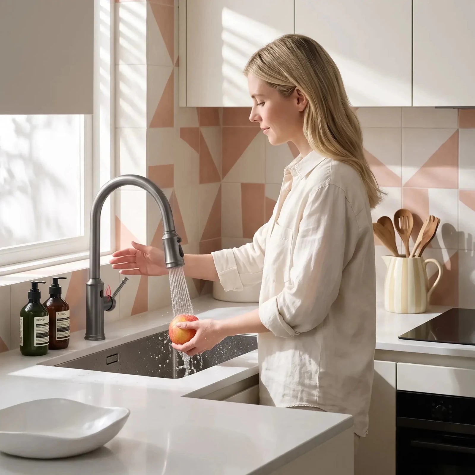 Lefton Touchless Sensor & Pull-Down Kitchen Faucet-KF2210 -Kitchen Faucets- Lefton Home