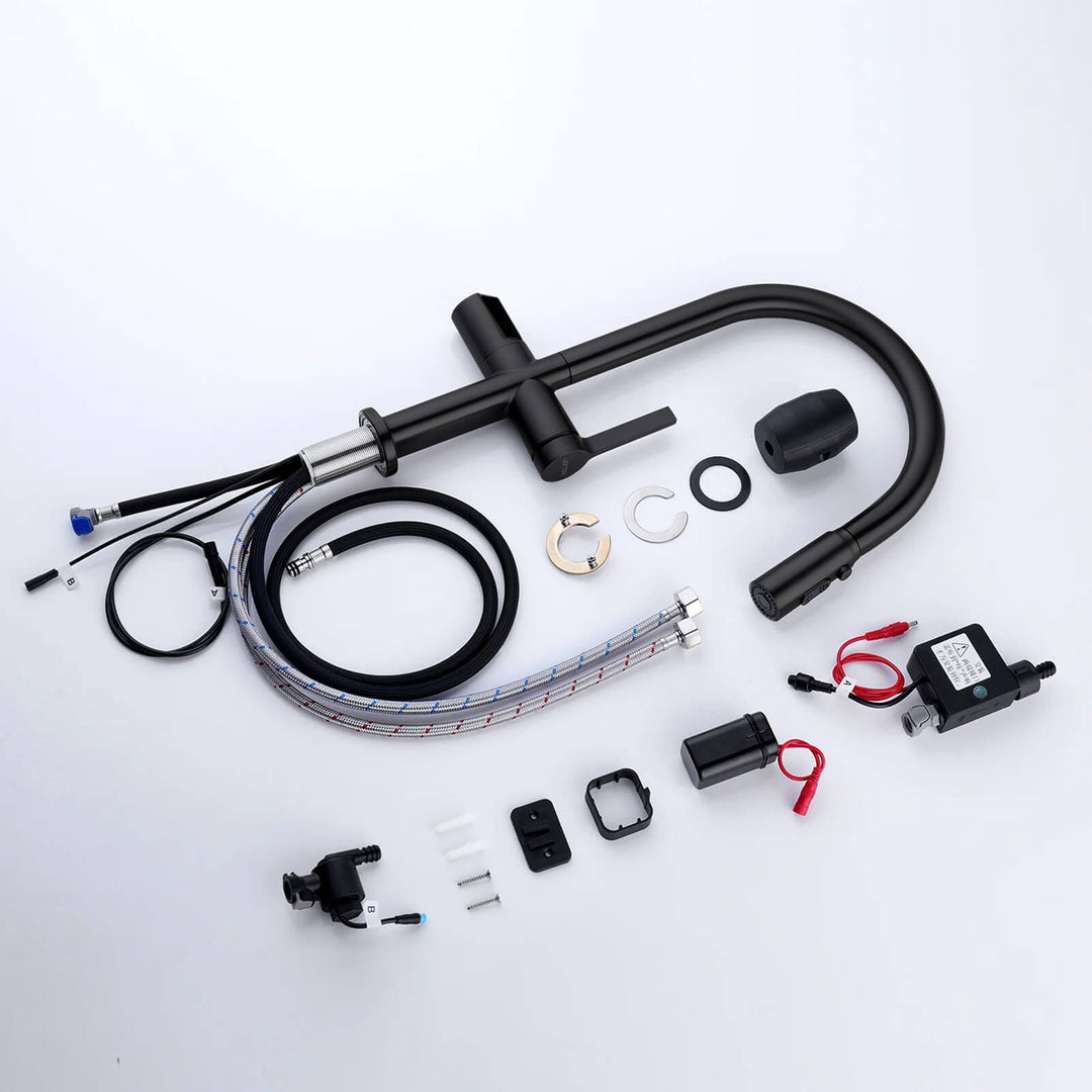 Pull-Out Kitchen Sink Faucet and Countertop Glass Rinser – Lefton Home