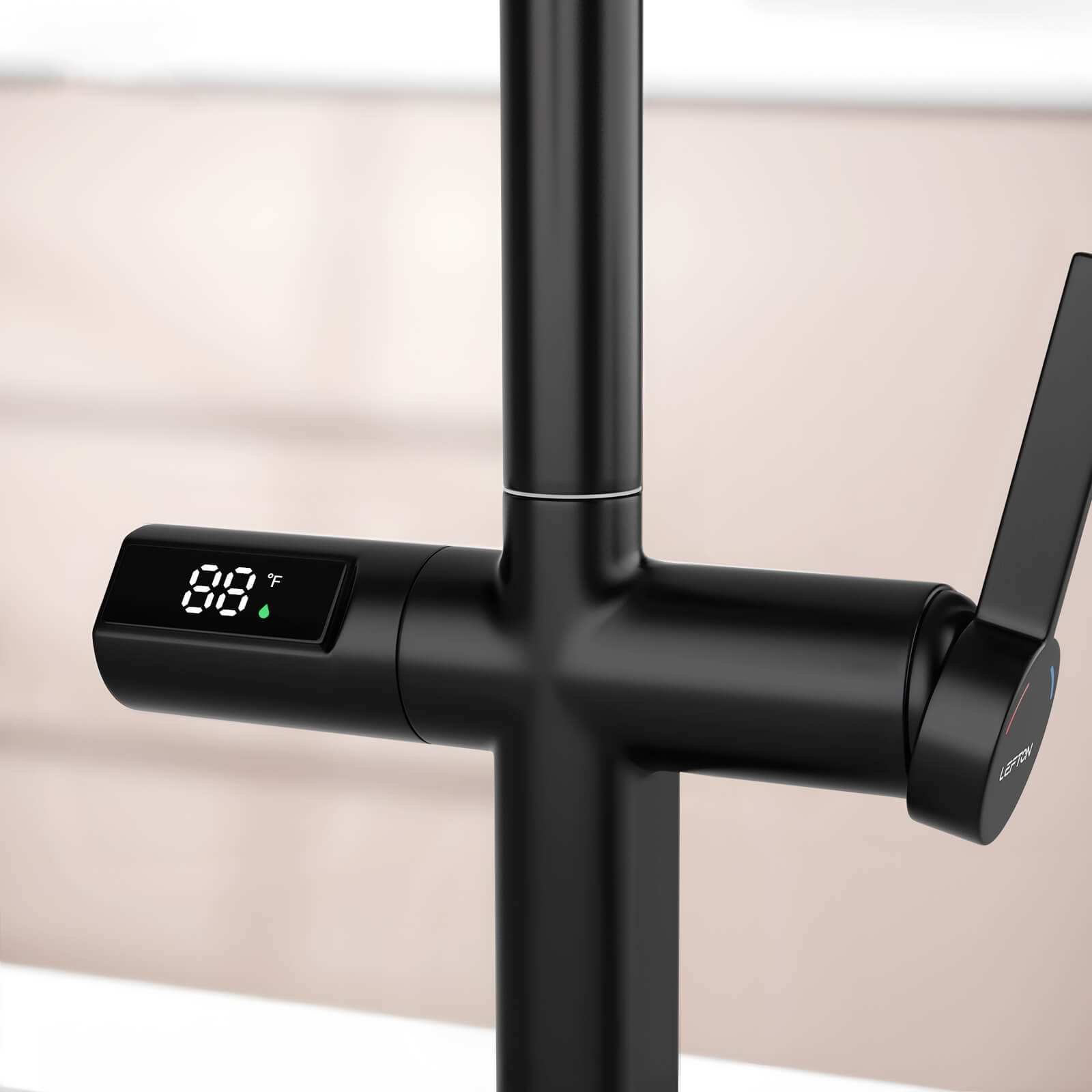 Lefton Touchless Sensor & Pull - Down Kitchen Faucet with Temperature Display - KF2206 - Kitchen Faucets - Lefton Home