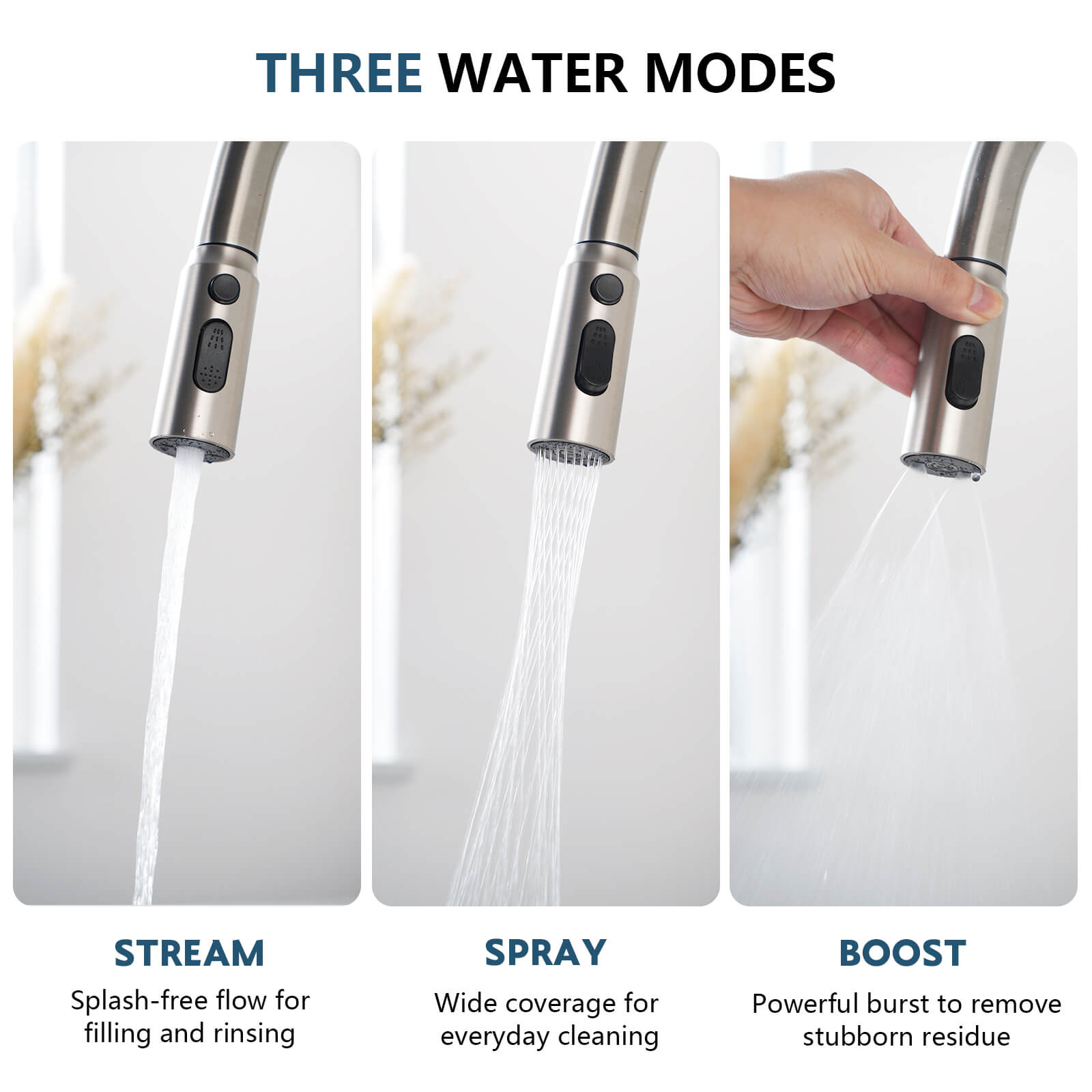 Lefton Touchless Sensor & Pull - Down Kitchen Faucet with Temperature Display - KF2206 - Kitchen Faucets - Lefton Home