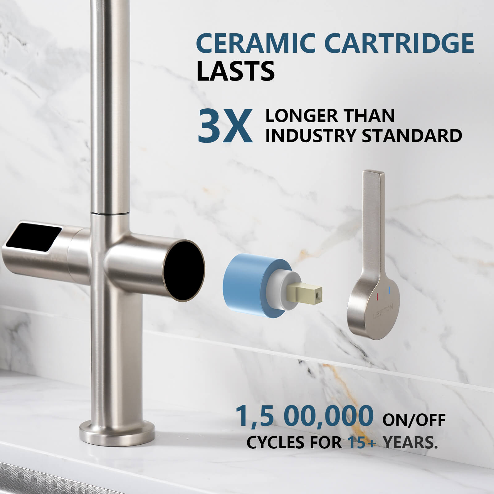 Lefton Touchless Sensor & Pull - Down Kitchen Faucet with Temperature Display - KF2206 - Kitchen Faucets - Lefton Home