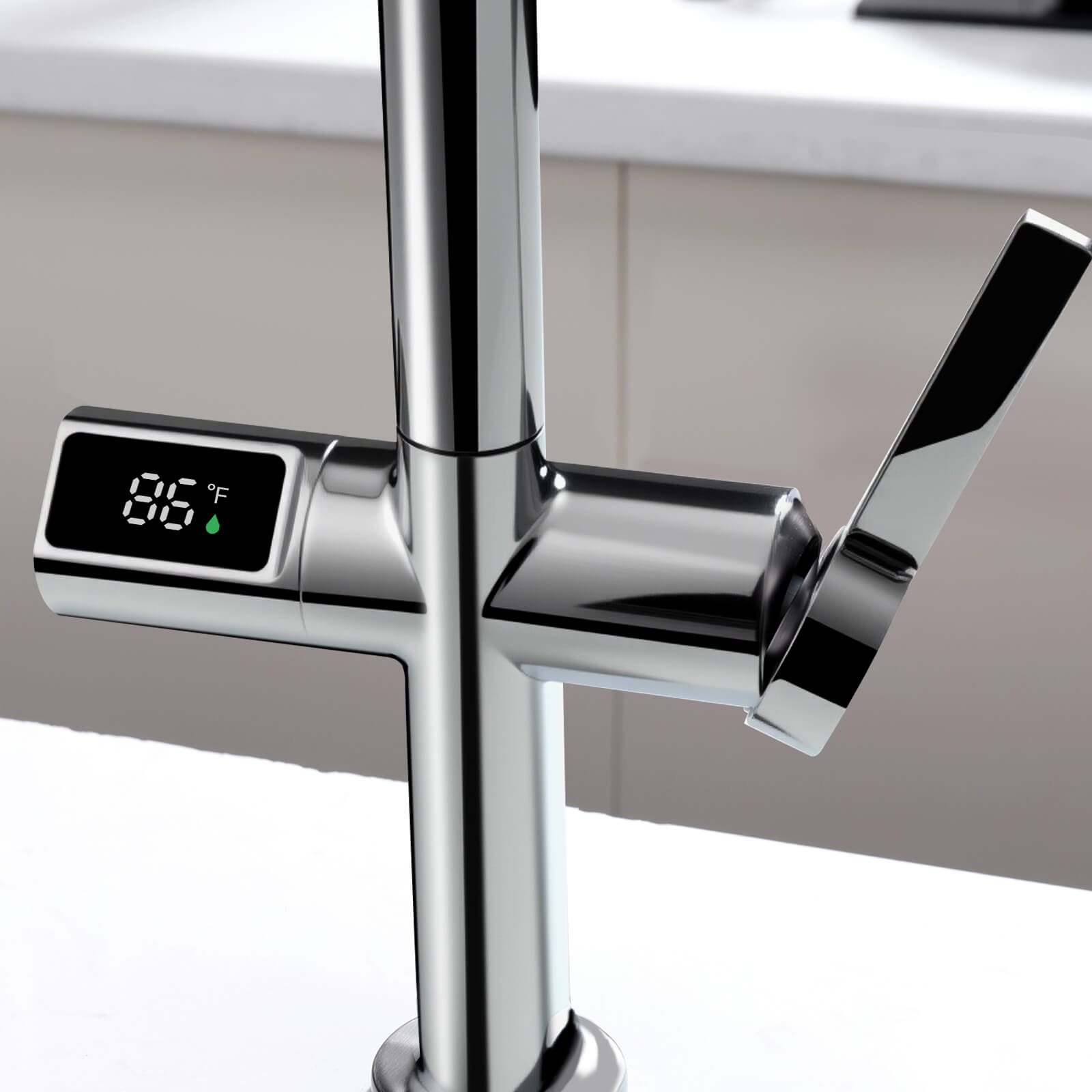 Lefton Touchless Sensor & Pull - Down Kitchen Faucet with Temperature Display - KF2206 - Kitchen Faucets - Lefton Home