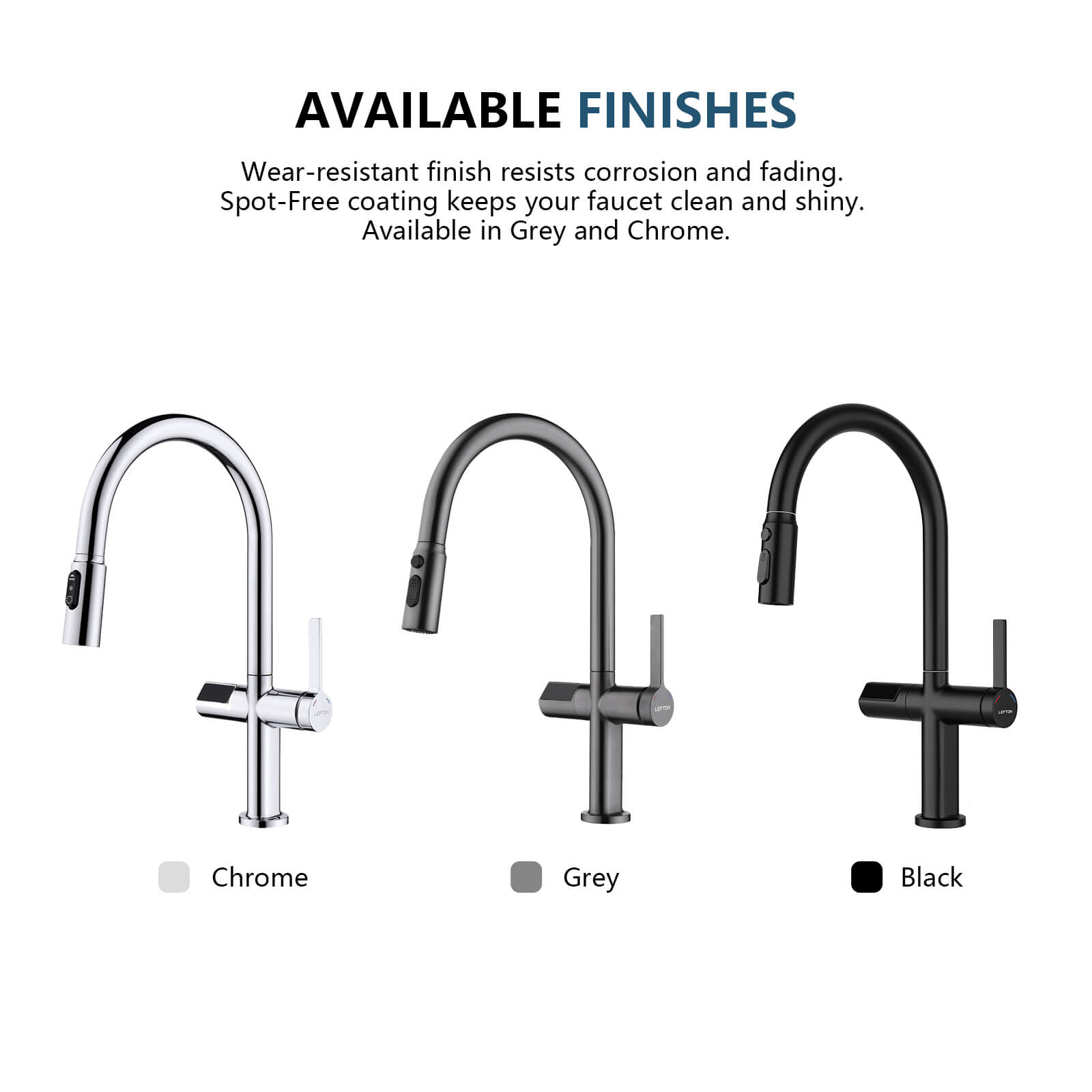 Lefton Touchless Sensor & Pull - Down Kitchen Faucet with Temperature Display - KF2206 - Kitchen Faucets - Lefton Home
