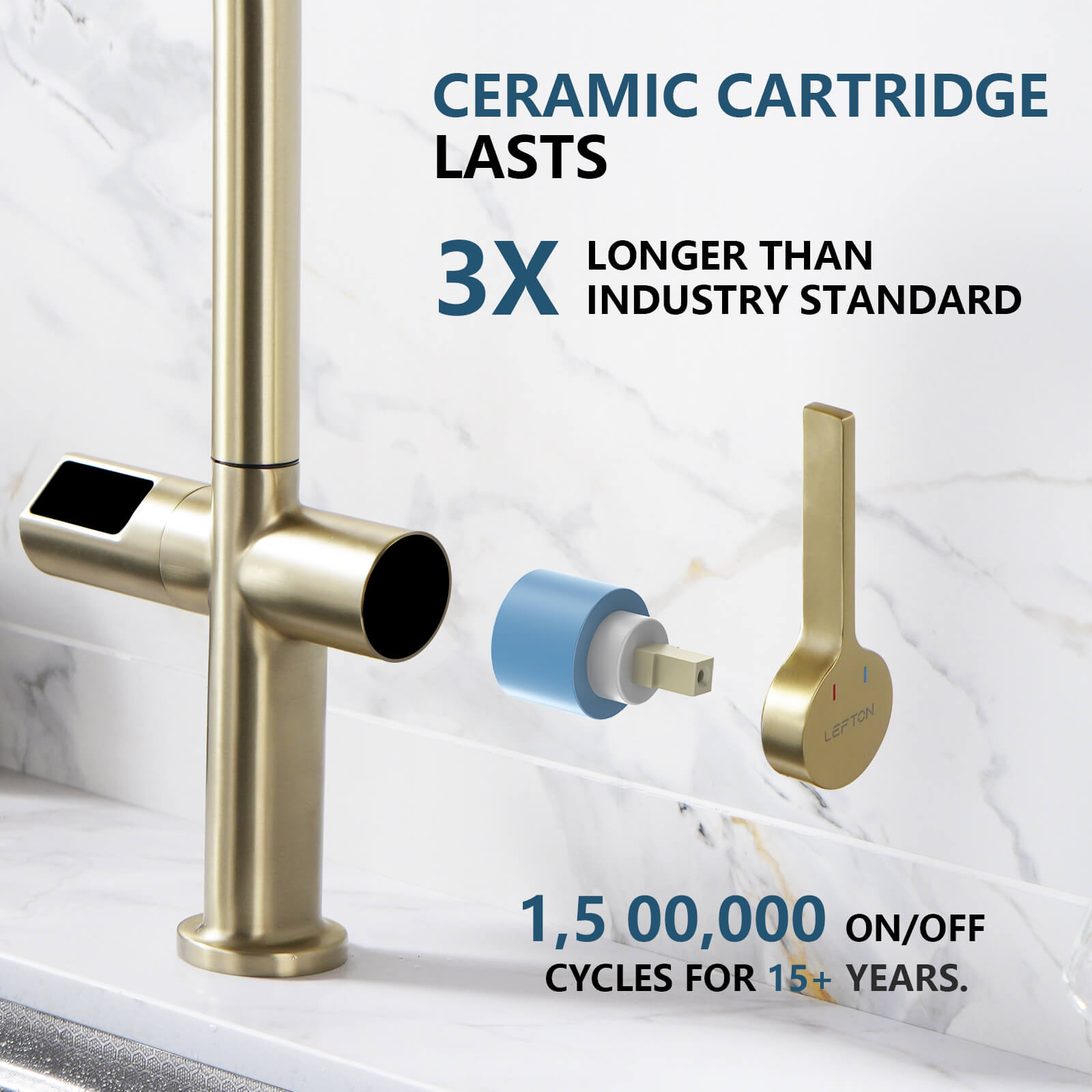 Lefton Touchless Sensor & Pull - Down Kitchen Faucet with Temperature Display - KF2206 - Kitchen Faucets - Lefton Home