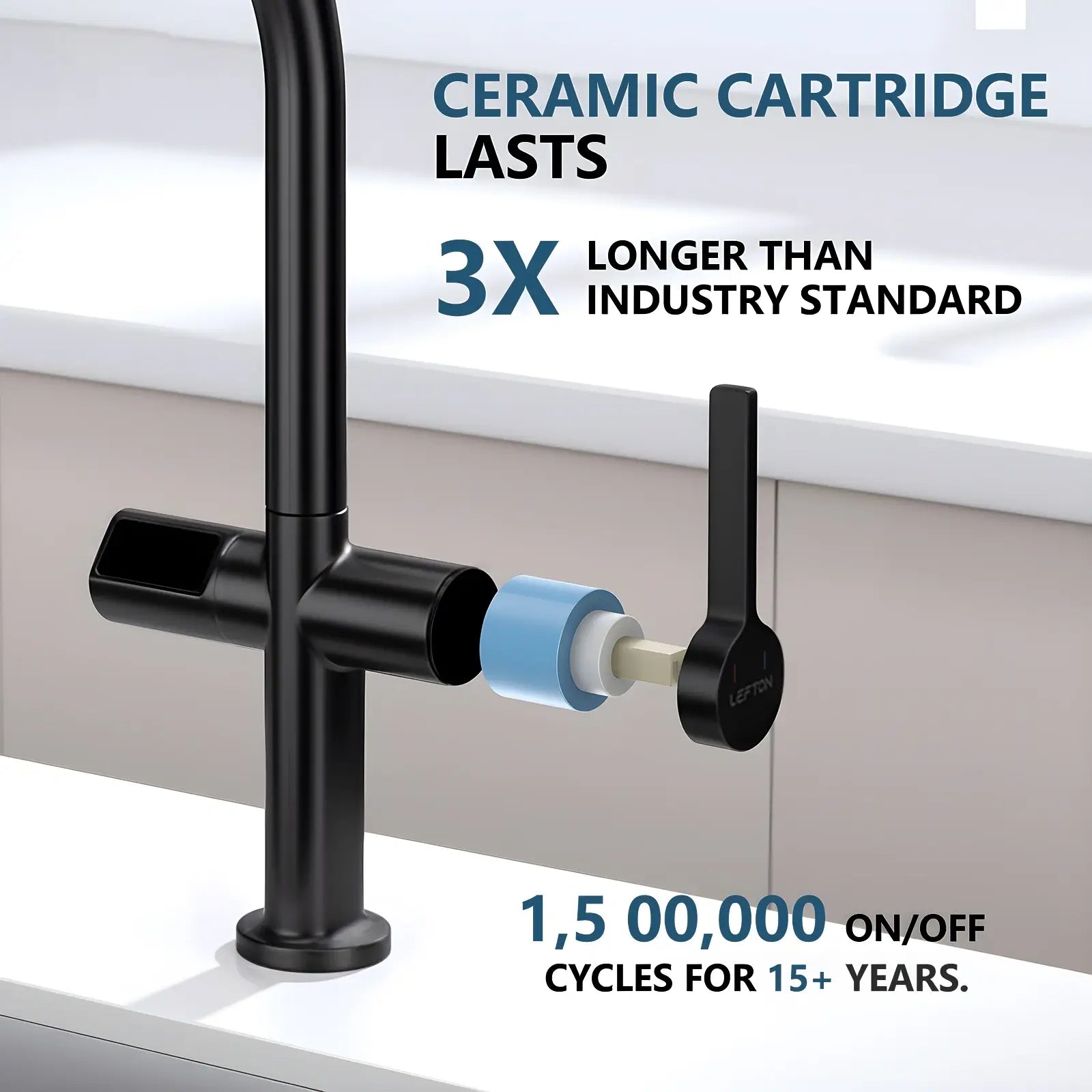 Lefton Touchless Sensor & Pull - Down Kitchen Faucet with Temperature Display - KF2206 with Countertop Glass Rinser - KFR2202 - Kitchen Faucets & Glass Rinser - Lefton Home