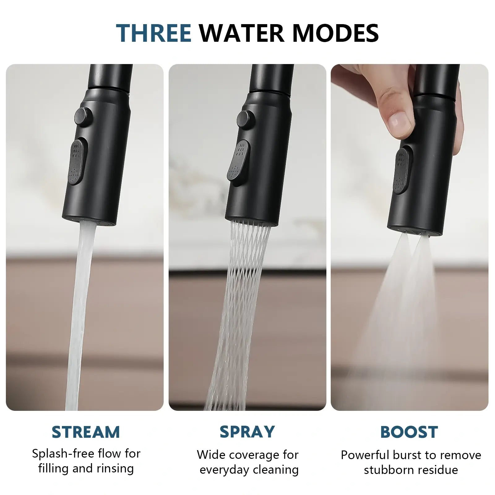 Lefton Touchless Sensor & Pull - Down Kitchen Faucet with Temperature Display - KF2206 with Countertop Glass Rinser - KFR2202 - Kitchen Faucets & Glass Rinser - Lefton Home