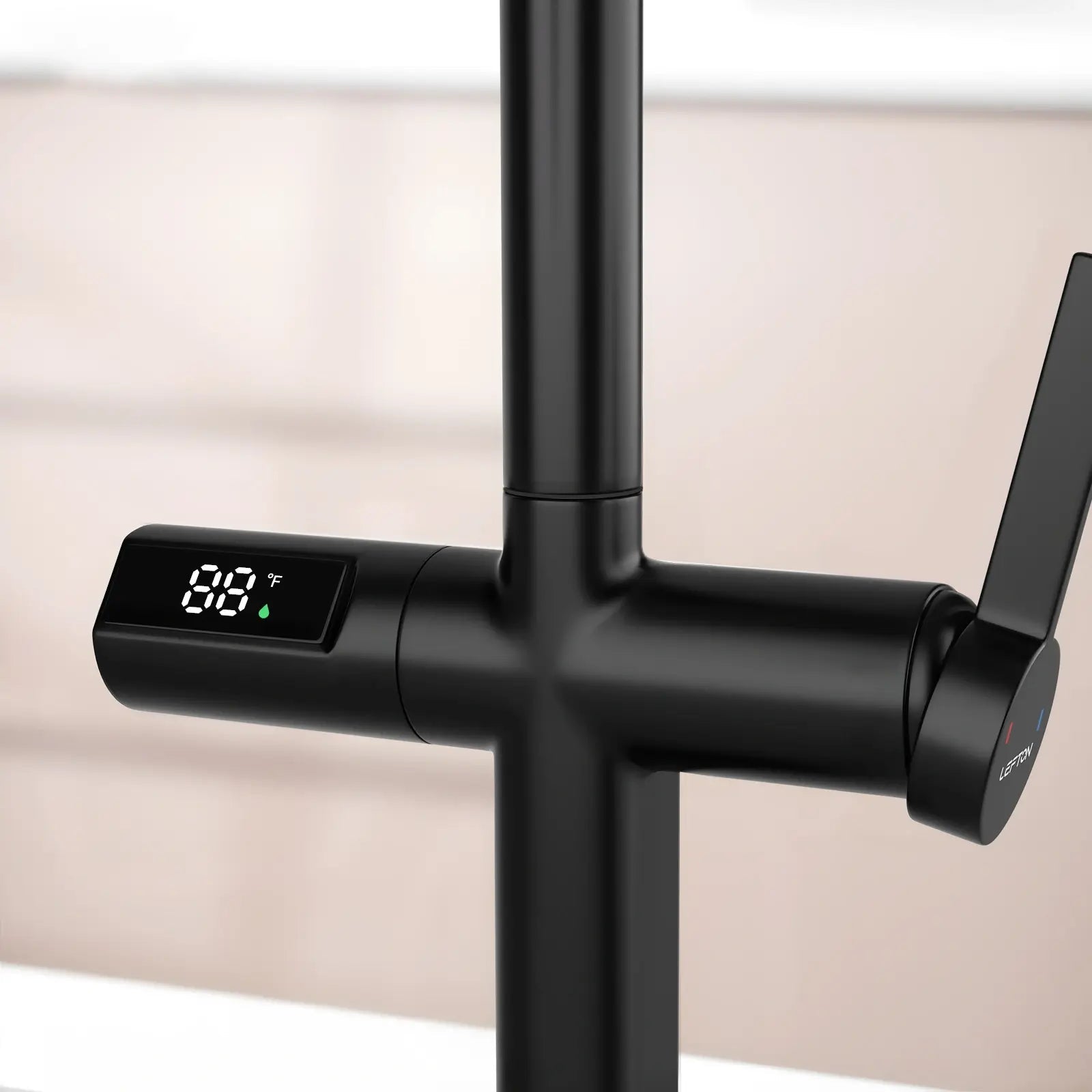 Lefton Touchless Sensor & Pull - Down Kitchen Faucet with Temperature Display - KF2206 with Countertop Glass Rinser - KFR2202 - Kitchen Faucets & Glass Rinser - Lefton Home