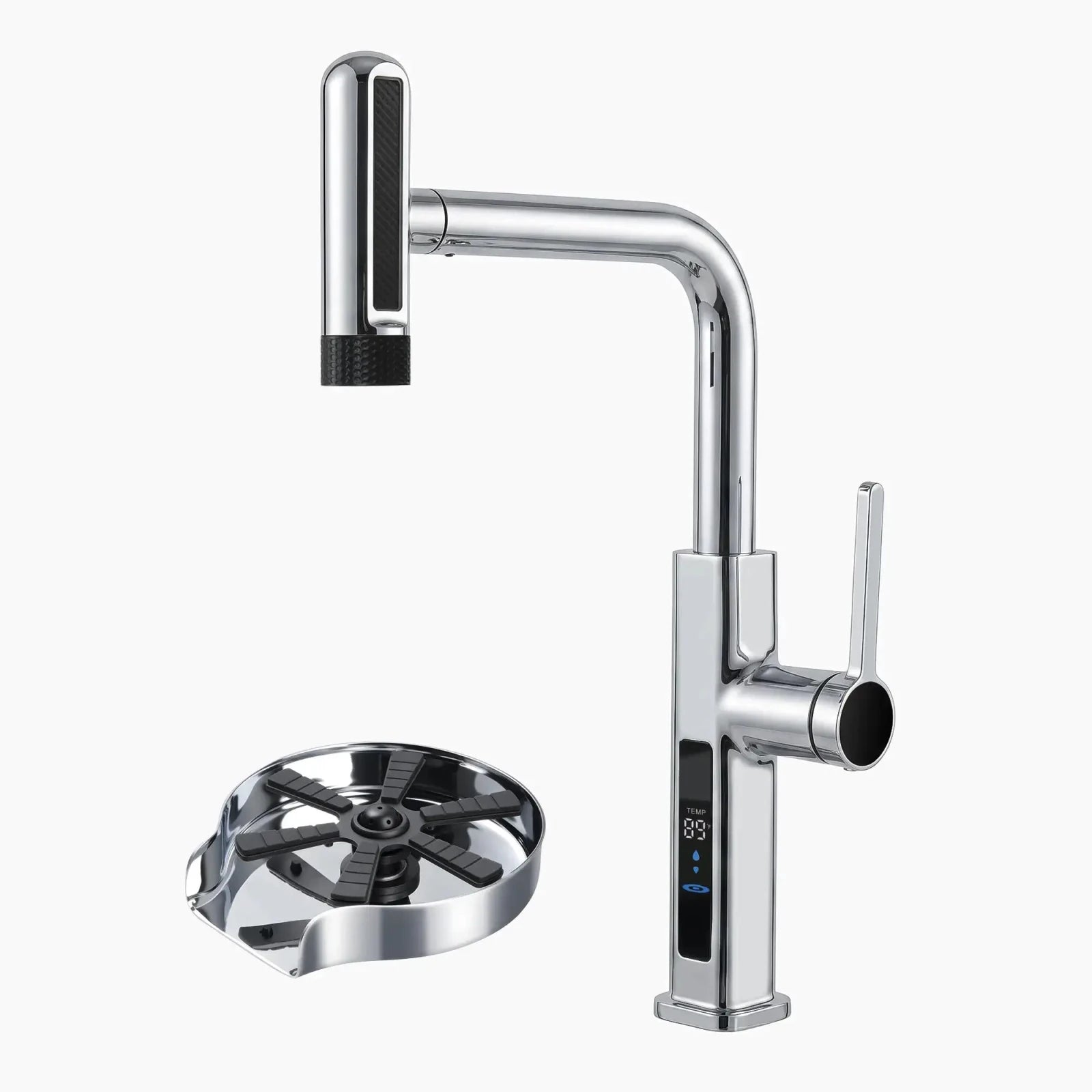 Lefton Touchless Waterfall Kitchen Faucet - KF2209 - PRO with Countertop Glass Rinser - KFR2202 - Kitchen Faucets - Lefton Home