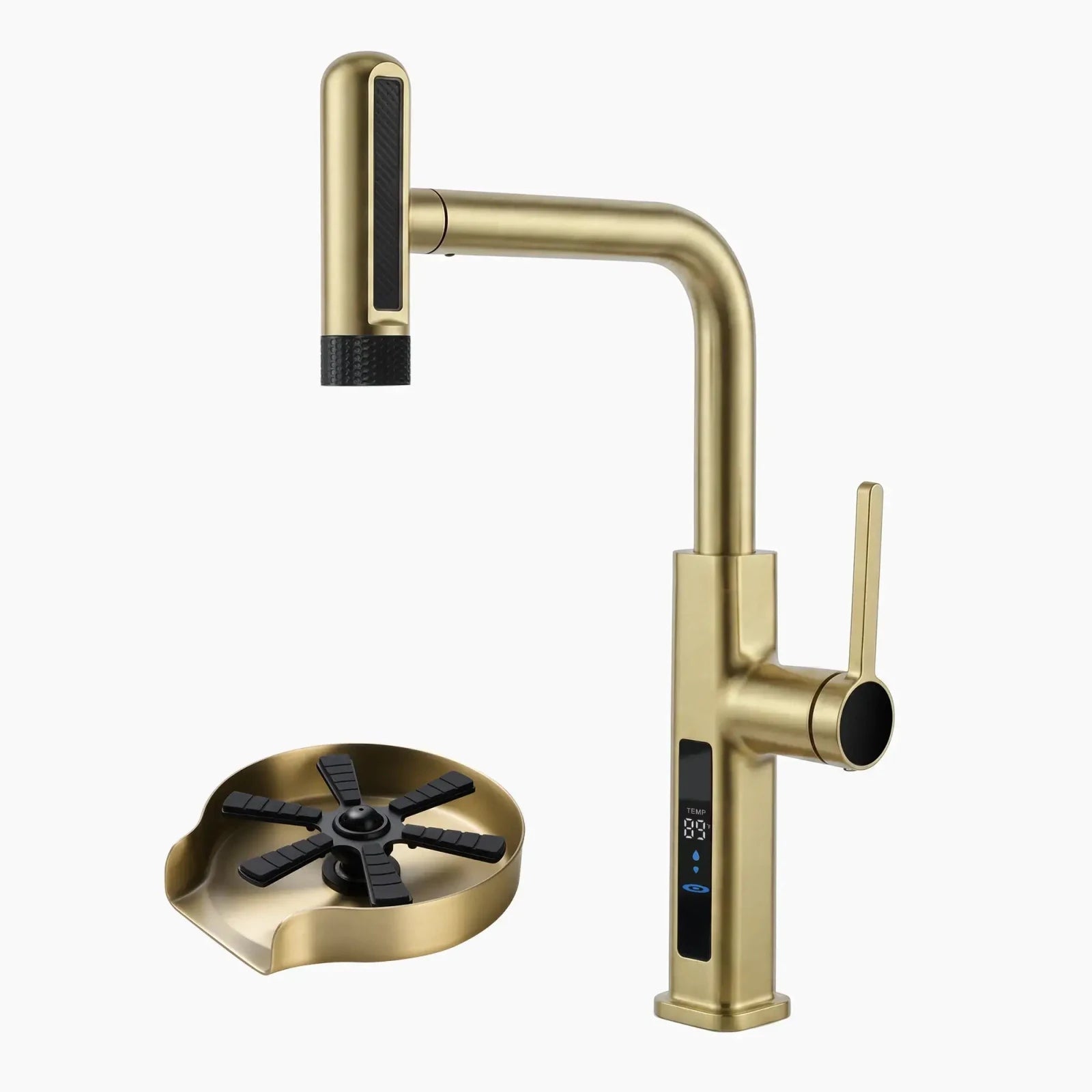 Lefton Touchless Waterfall Kitchen Faucet - KF2209 - PRO with Countertop Glass Rinser - KFR2202 - Kitchen Faucets - Lefton Home