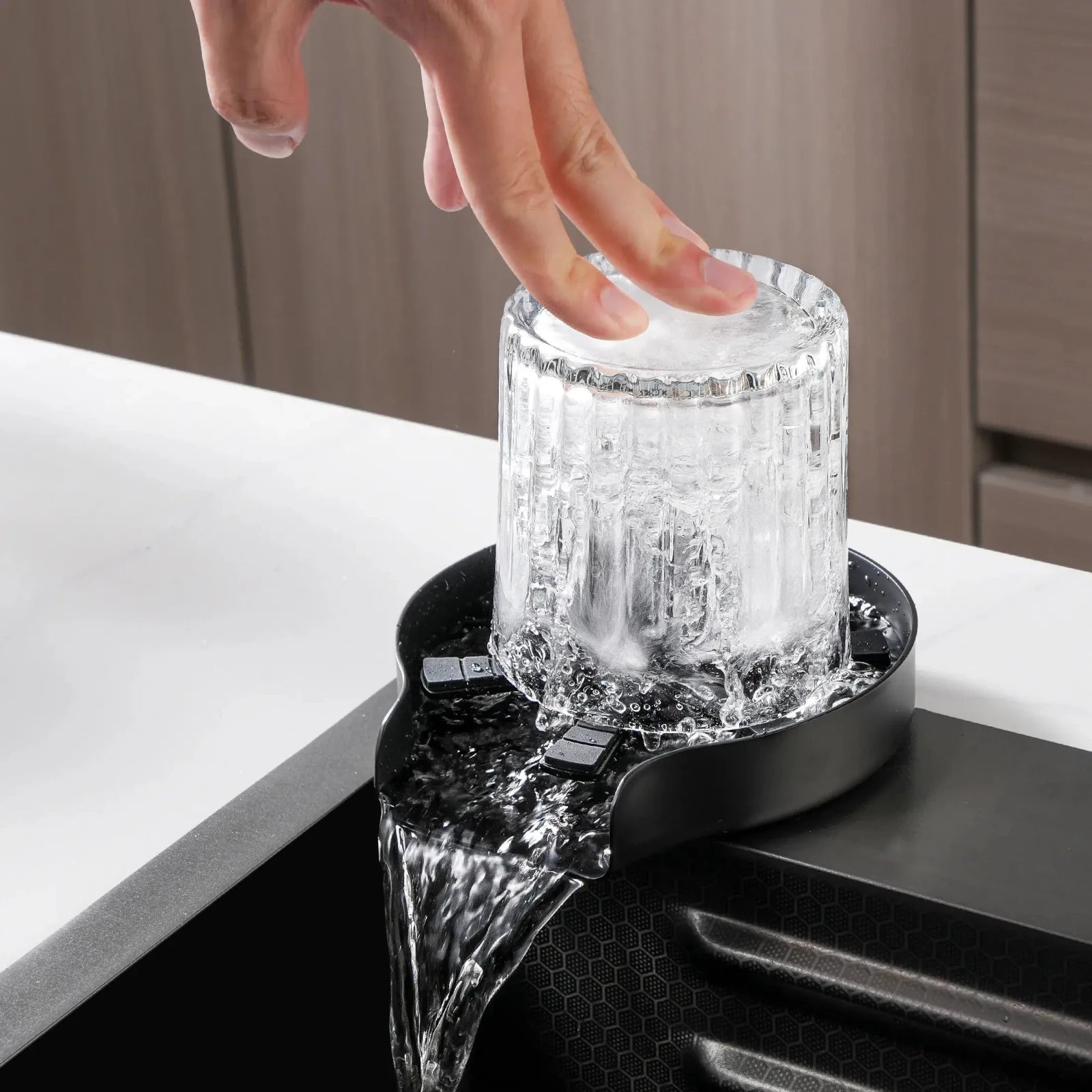 Lefton Touchless Waterfall Kitchen Faucet - KF2209 - PRO with Countertop Glass Rinser - KFR2202 - Kitchen Faucets - Lefton Home