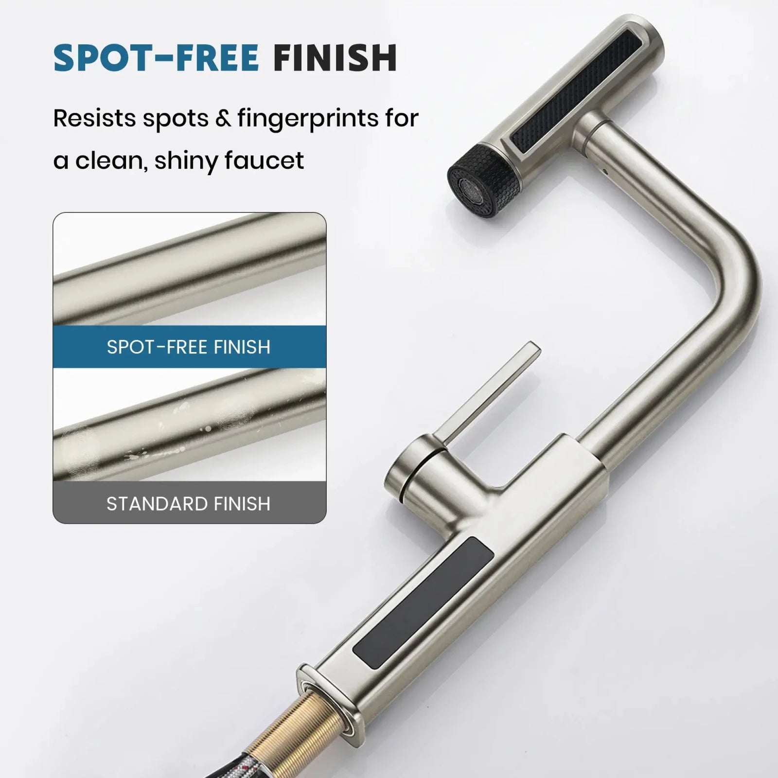 Lefton Touchless Waterfall & Pull - Out Kitchen Faucet with Temperature Display & 6 - Mode Spray - KF2209 - PRO - Kitchen Faucets - Lefton Home