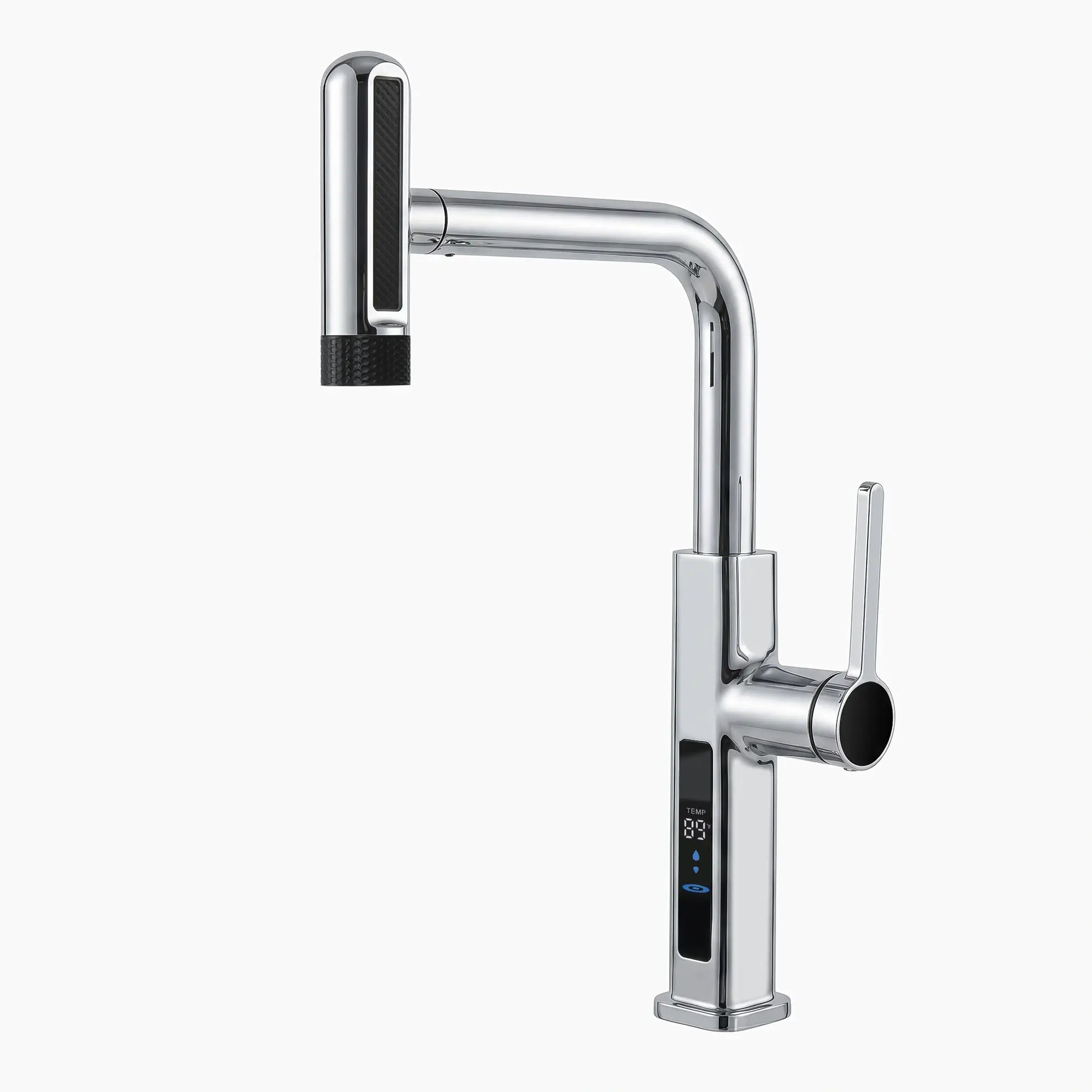 Lefton Touchless Waterfall & Pull - Out Kitchen Faucet with Temperature Display & 6 - Mode Spray - KF2209 - PRO - Kitchen Faucets - Lefton Home