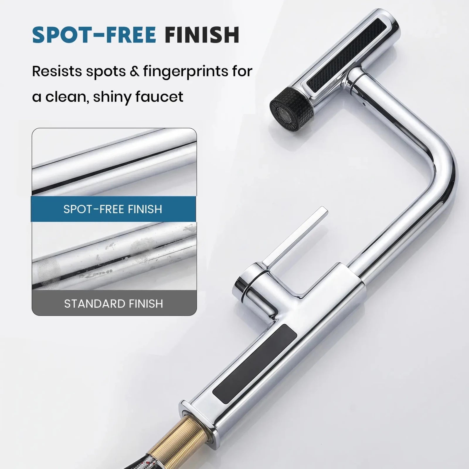 Lefton Touchless Waterfall & Pull - Out Kitchen Faucet with Temperature Display & 6 - Mode Spray - KF2209 - PRO - Kitchen Faucets - Lefton Home